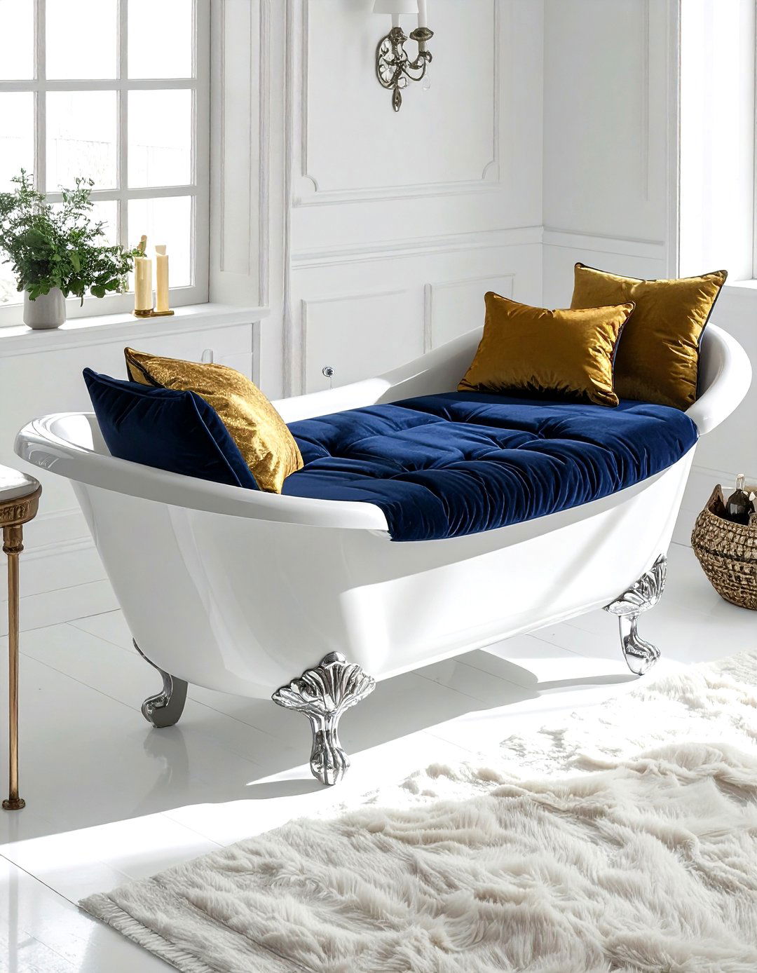 Clawfoot bathtub sofa - 30 repurposed decor ideas