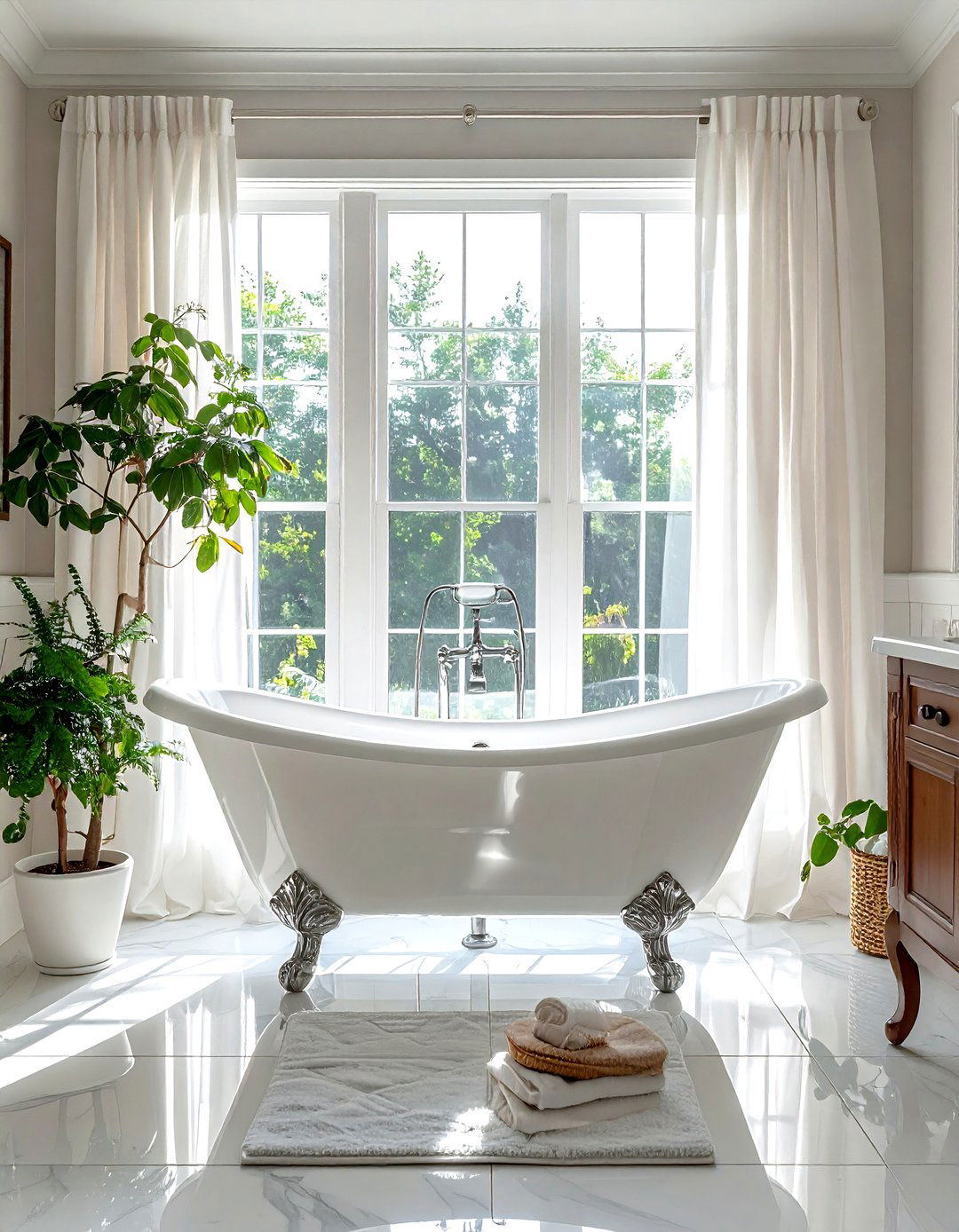Clawfoot tub bathroom - 30 colonial home decor ideas