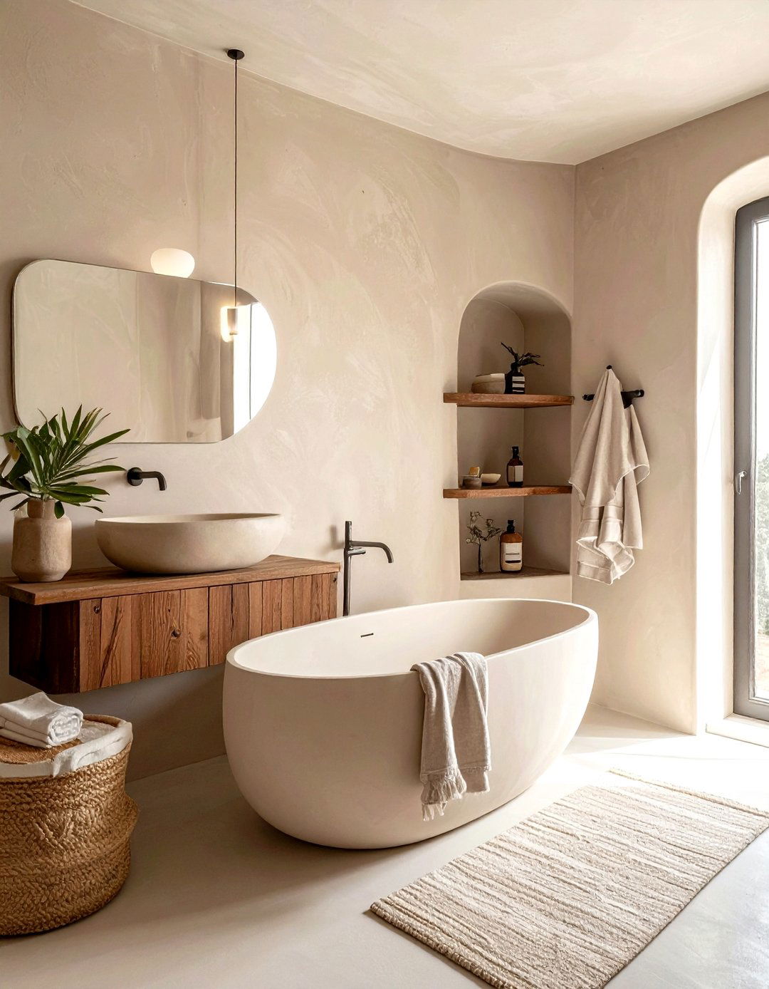 Clay Plaster Bathroom Finish - 30 earthy bathroom ideas