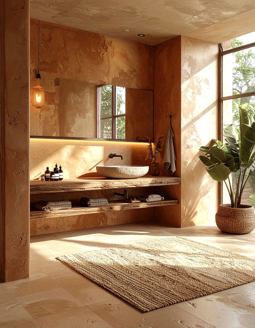 Clay Plaster Bathroom - 30 warm brown bathroom ideas