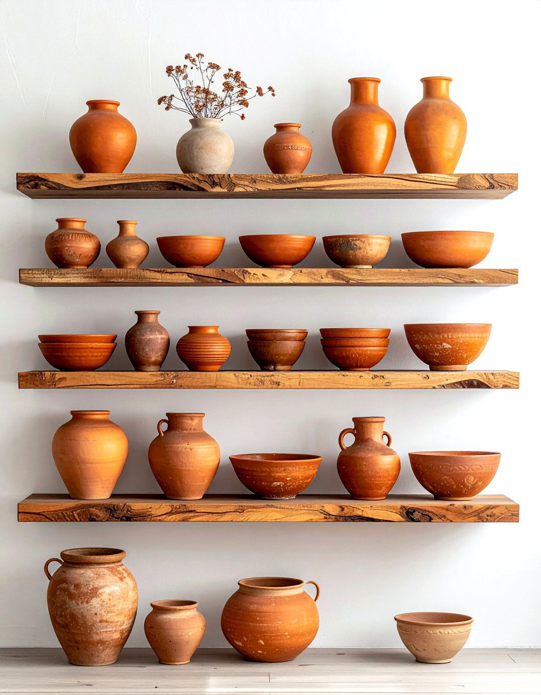 Clay Pottery Display - 30 orange decor ideas