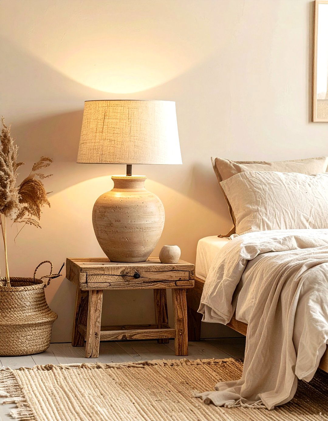 Clay Table Lamp - 30 bohemian beige bedroom ideas