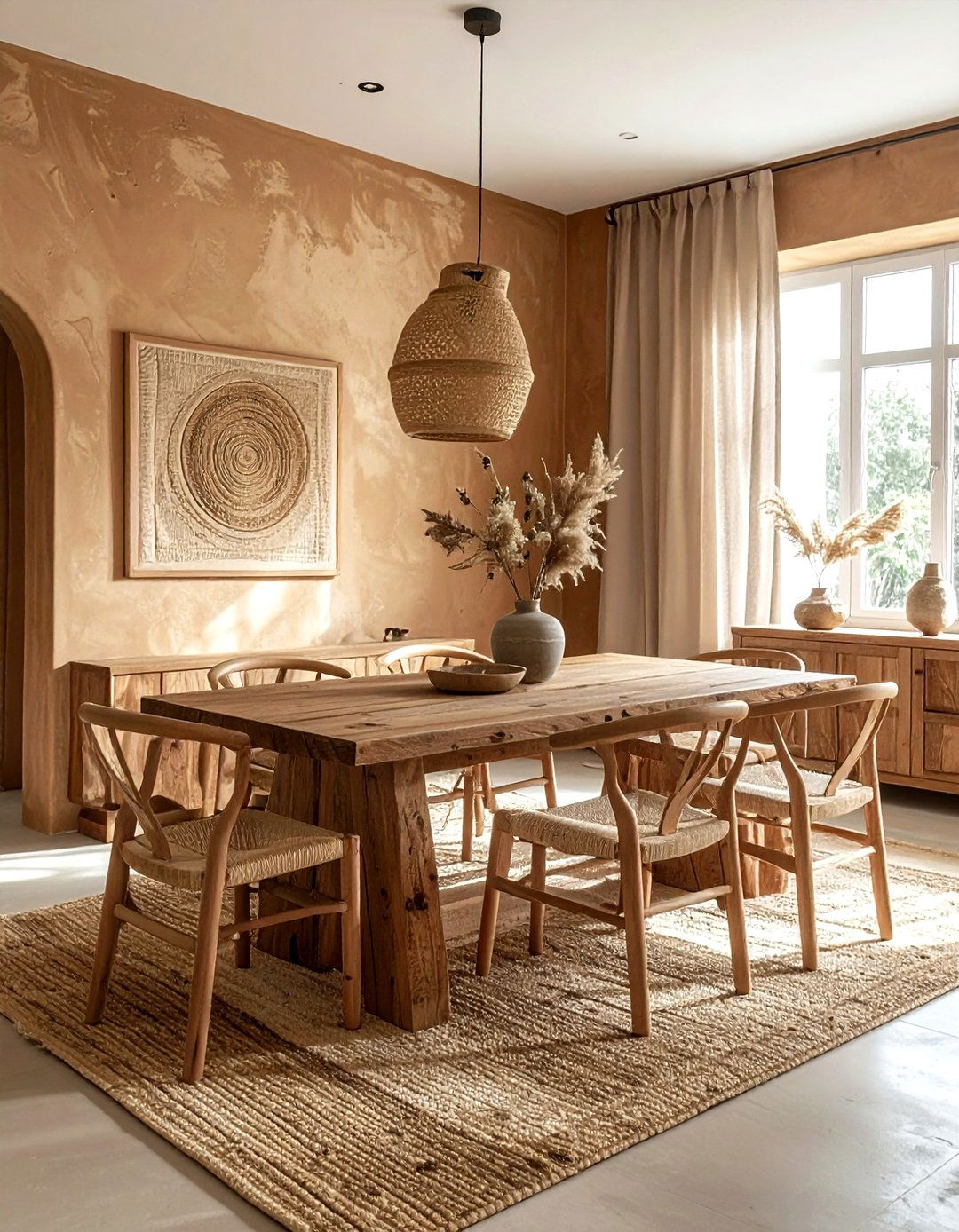 Clay plaster dining room - 30 nature-inspired dining room ideas
