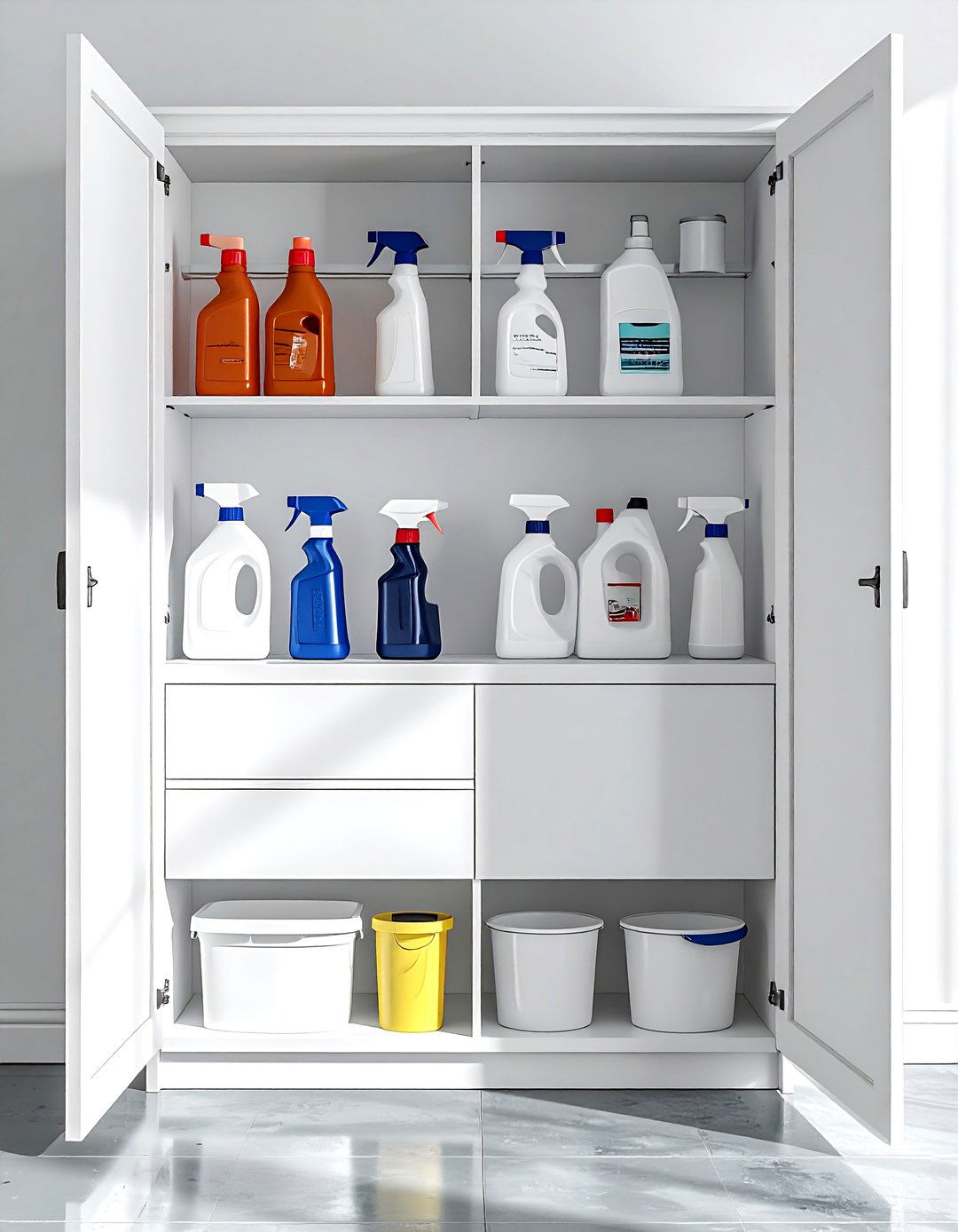 Cleaning supply cabinet - 30 garage organization ideas