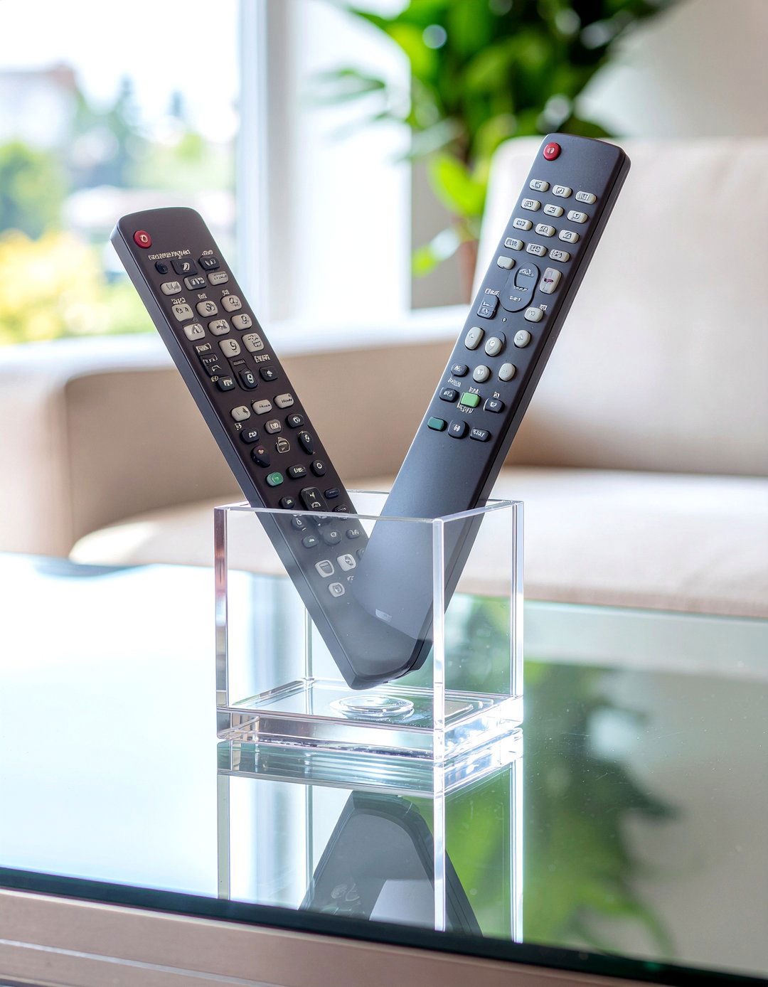 Clear Acrylic Stand - 30 living room remote control storage ideas