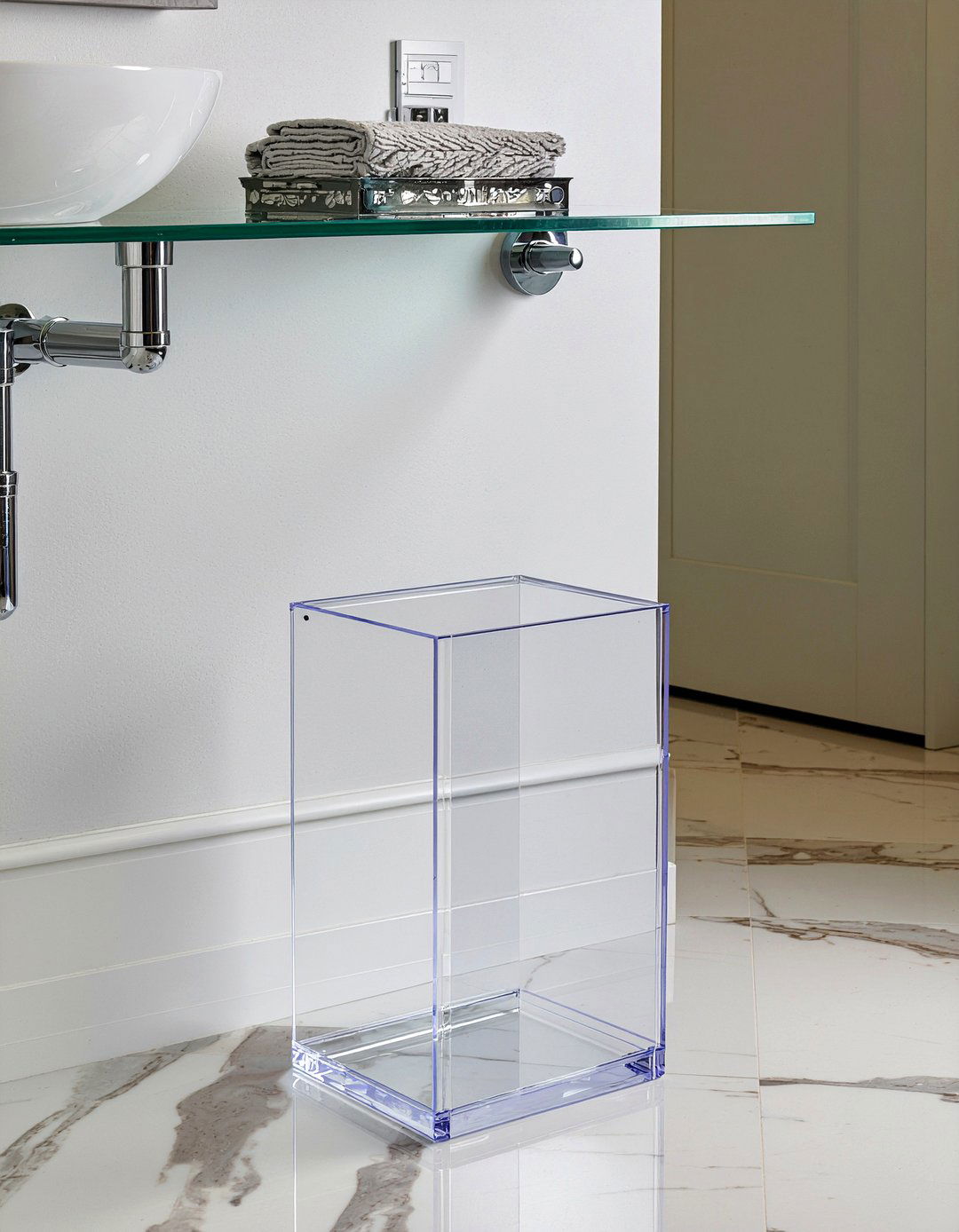 Clear Acrylic Waste Bin - 30 bathroom trash can ideas