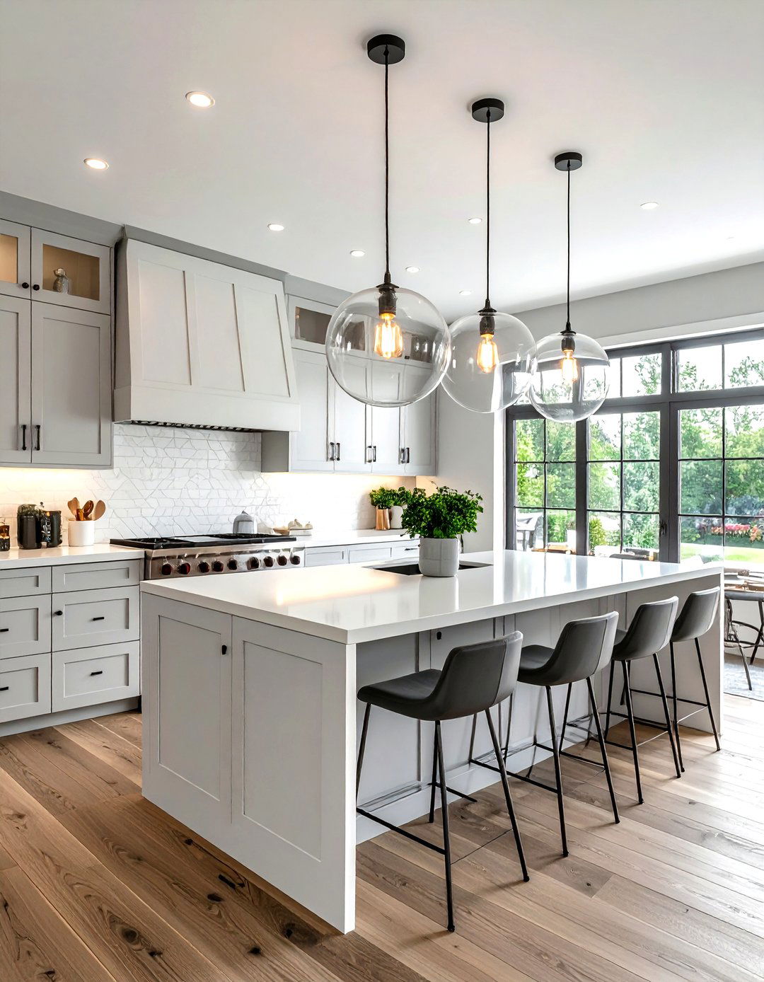 Clear Glass Globe Light - 30 industrial pendant kitchen ideas