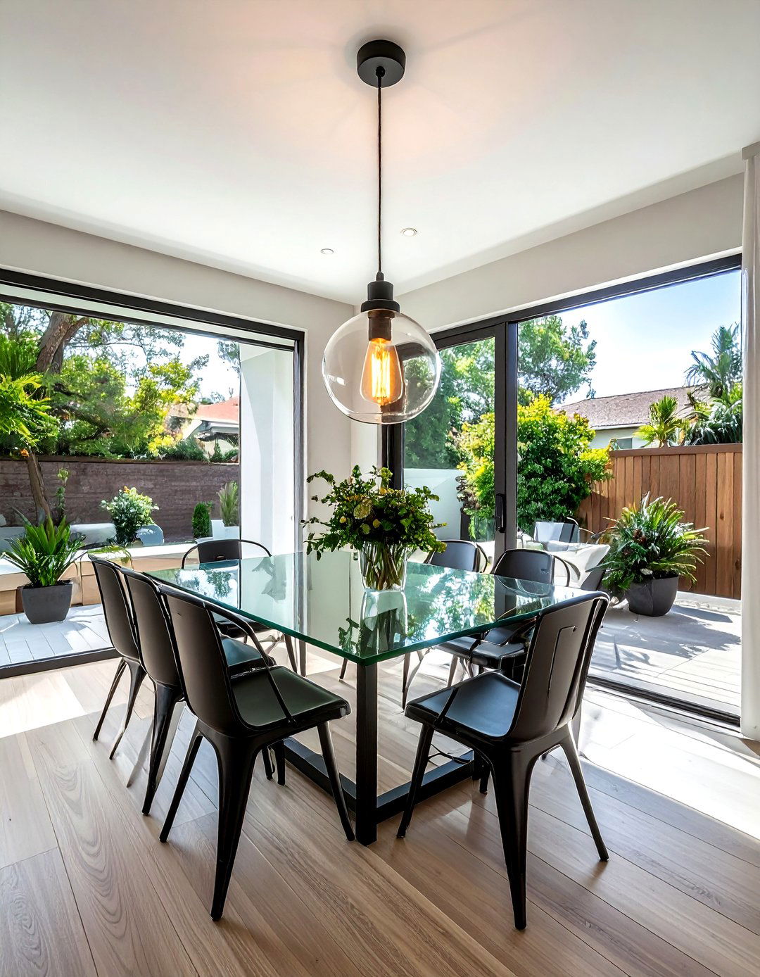 Clear Glass Lantern - 30 single pendant dining room ideas