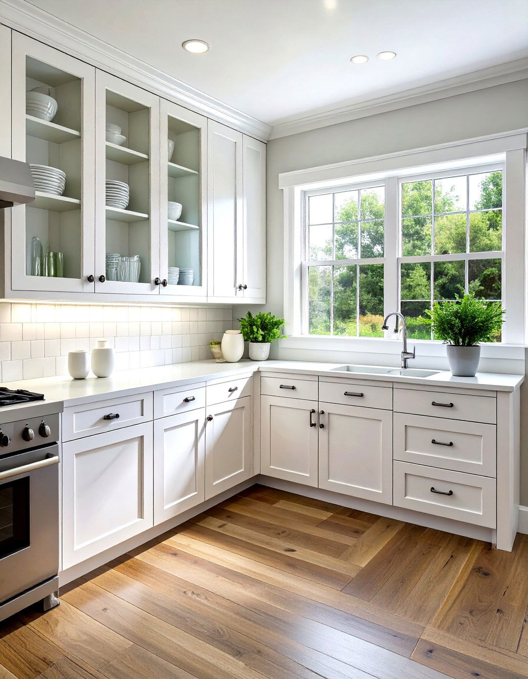 Clear Glass Shaker Cabinets - 30 kitchen glass door ideas