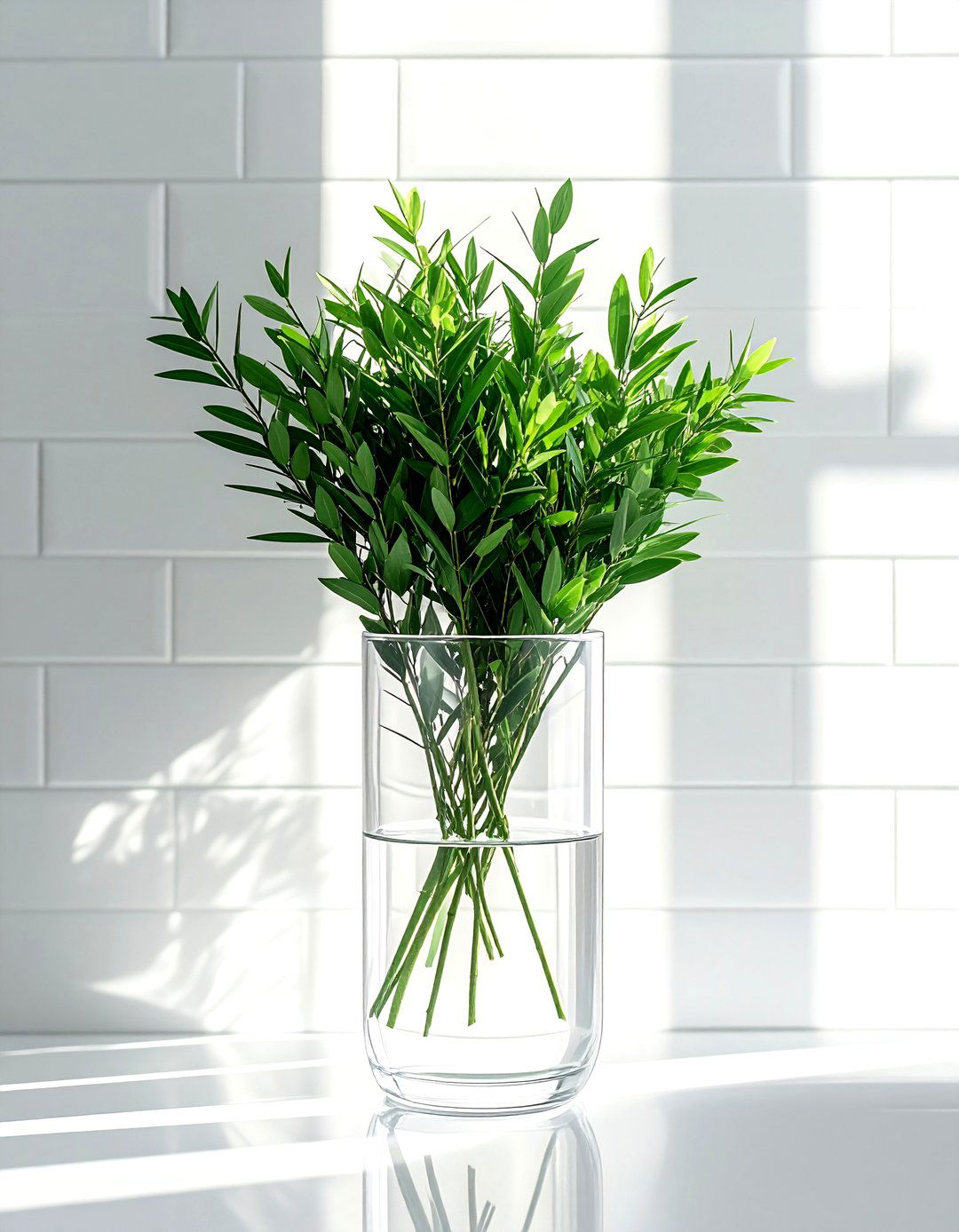 Clear Glass Vase With Greenery - 30 bathroom vase ideas