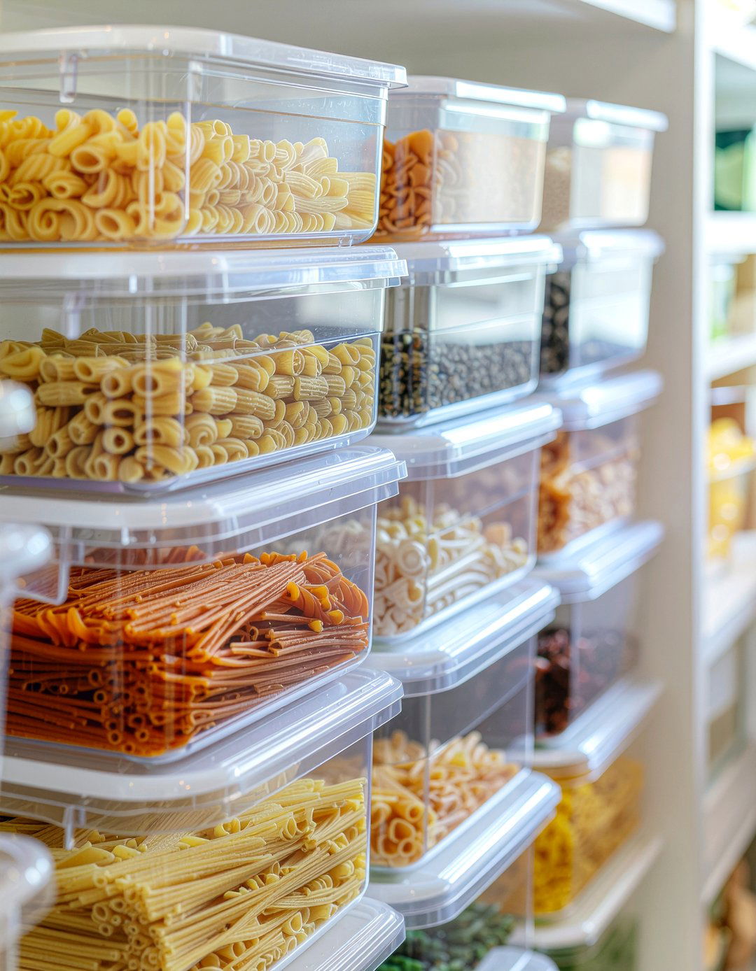 Clear Plastic Bins - 30 kitchen cabinet organization ideas
