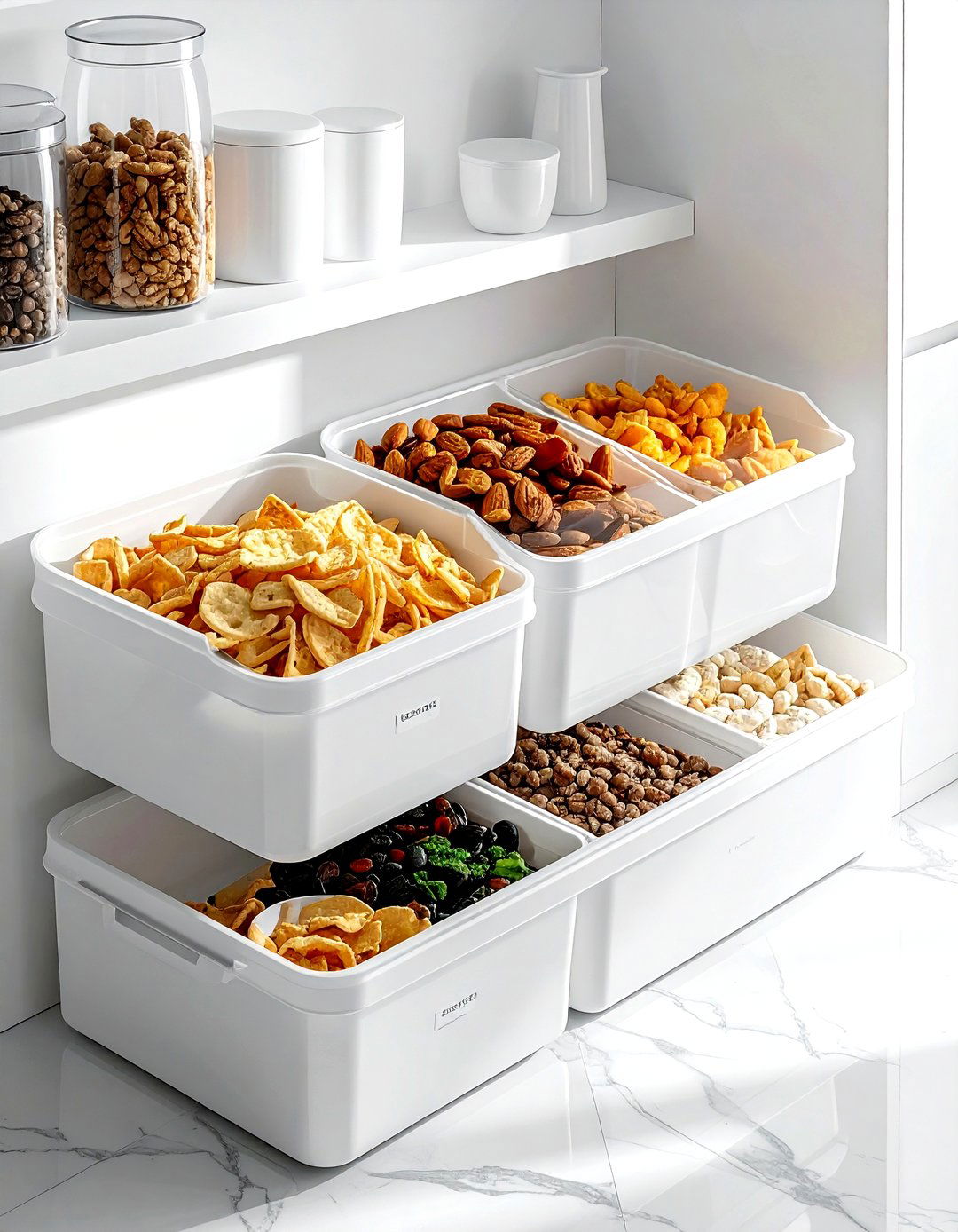 Clear Plastic Pantry Bins - 30 kitchen organization hacks