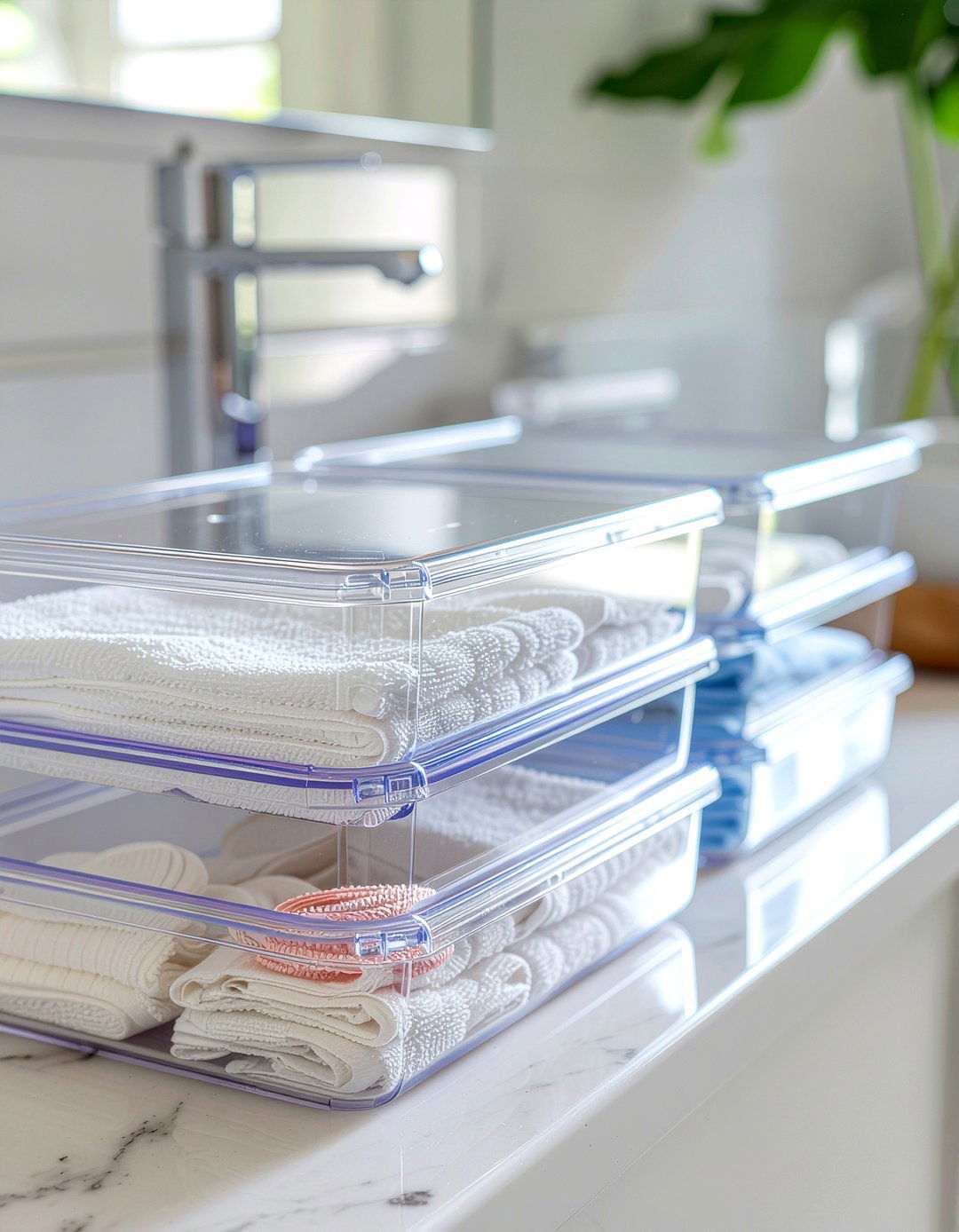 Clear acrylic bins - 30 bathroom organization ideas
