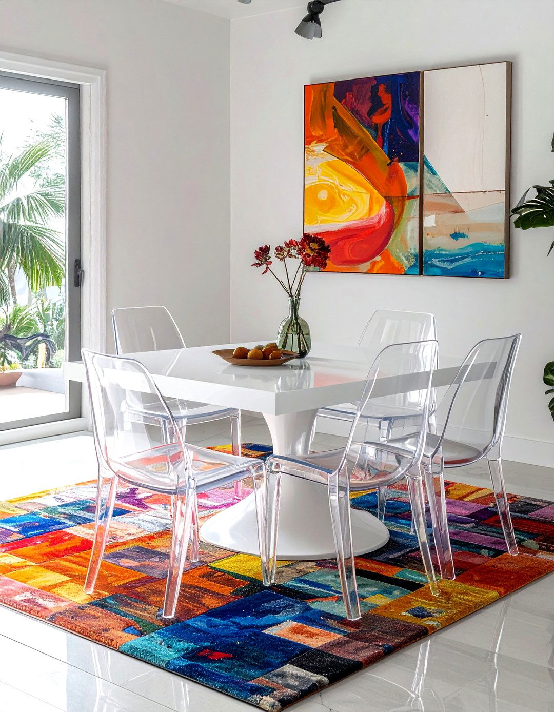 Clear acrylic dining chair - 30 armless dining chair ideas