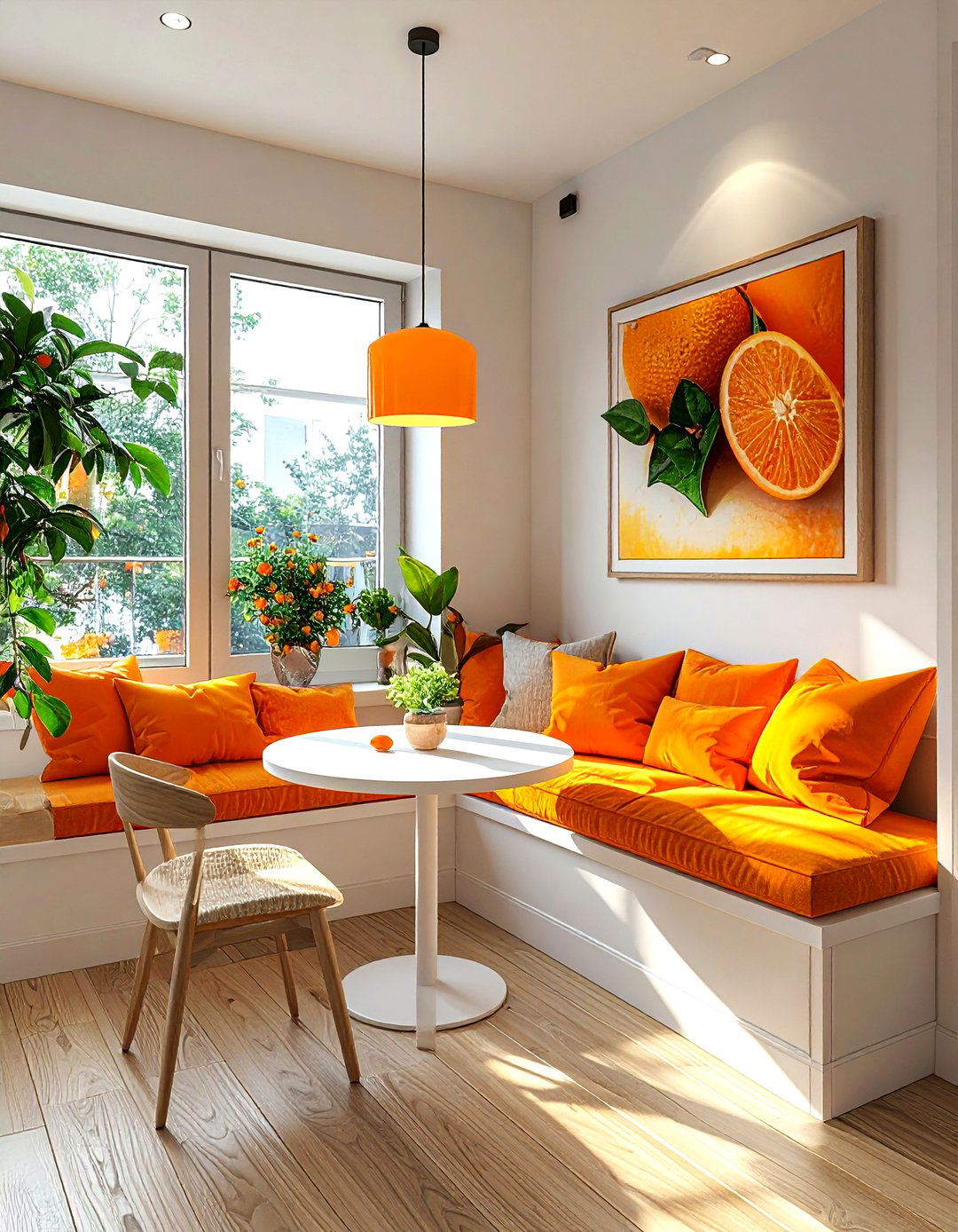 Clementine Breakfast Nook - 30 orange decor ideas