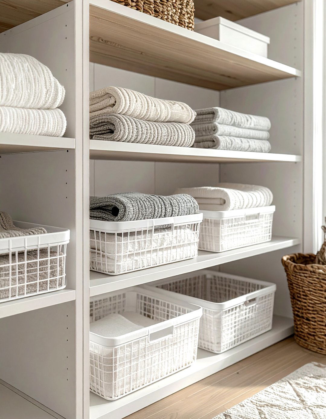 Closet shelf divider - 30 wire basket ideas