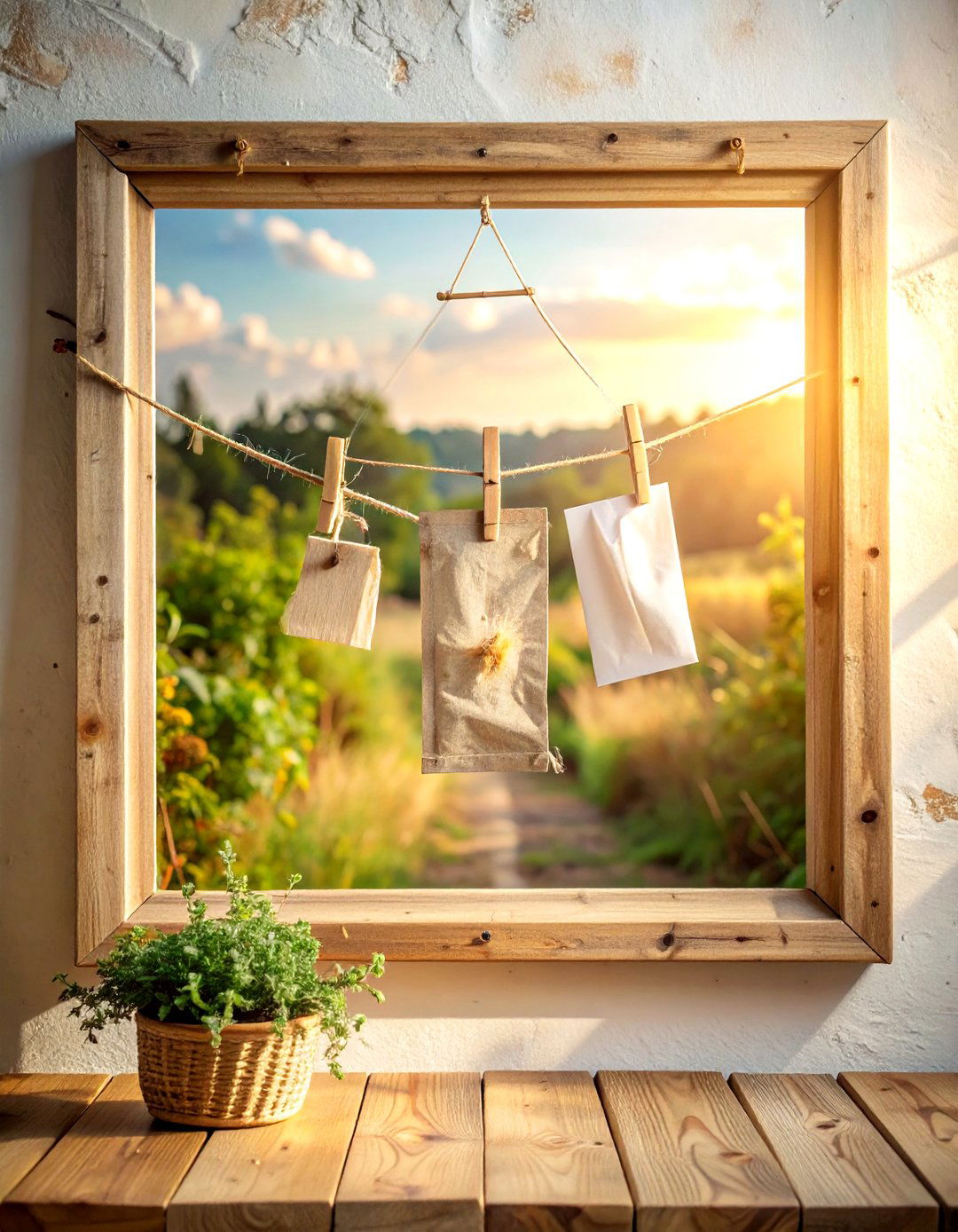 Clothesline Photo Hanging - 30 photo display ideas