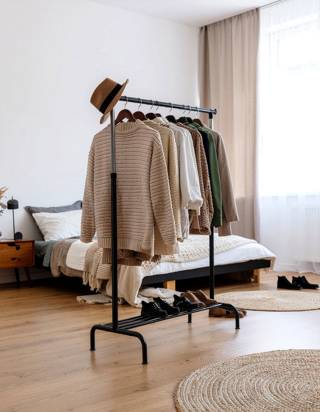 Clothing rack - 30 budget bedroom ideas