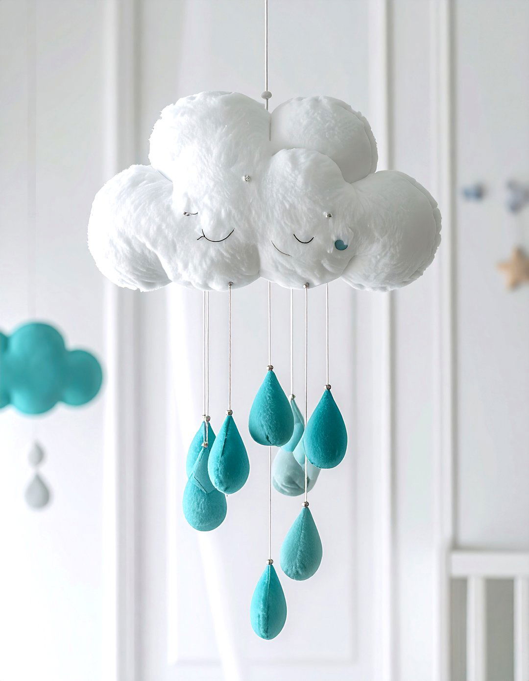 Cloud And Raindrop Nursery Mobile - 30 nursery mobile ideas