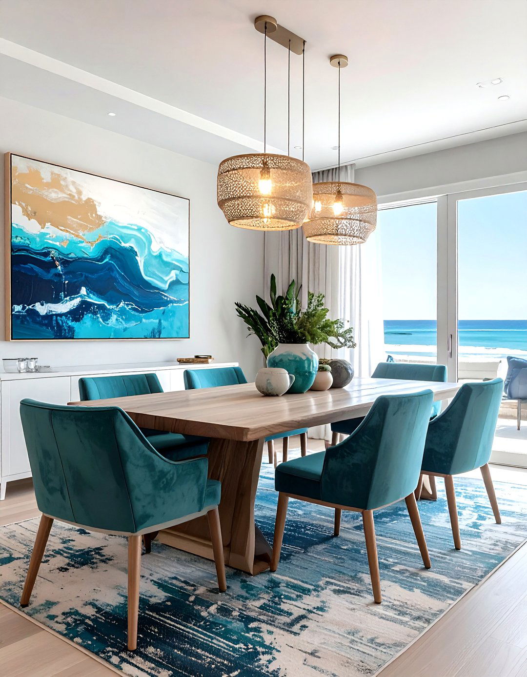 Coastal Abstract Art - 30 Palm Beach dining room ideas