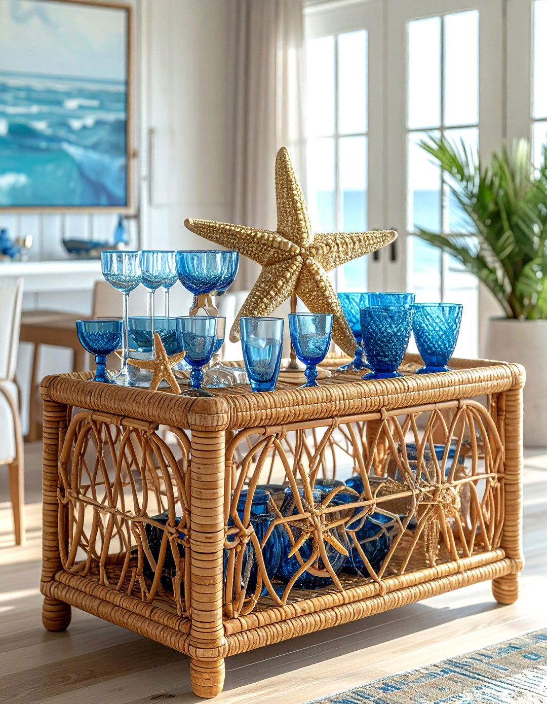 Coastal Bar Cart - 30 ocean decor ideas