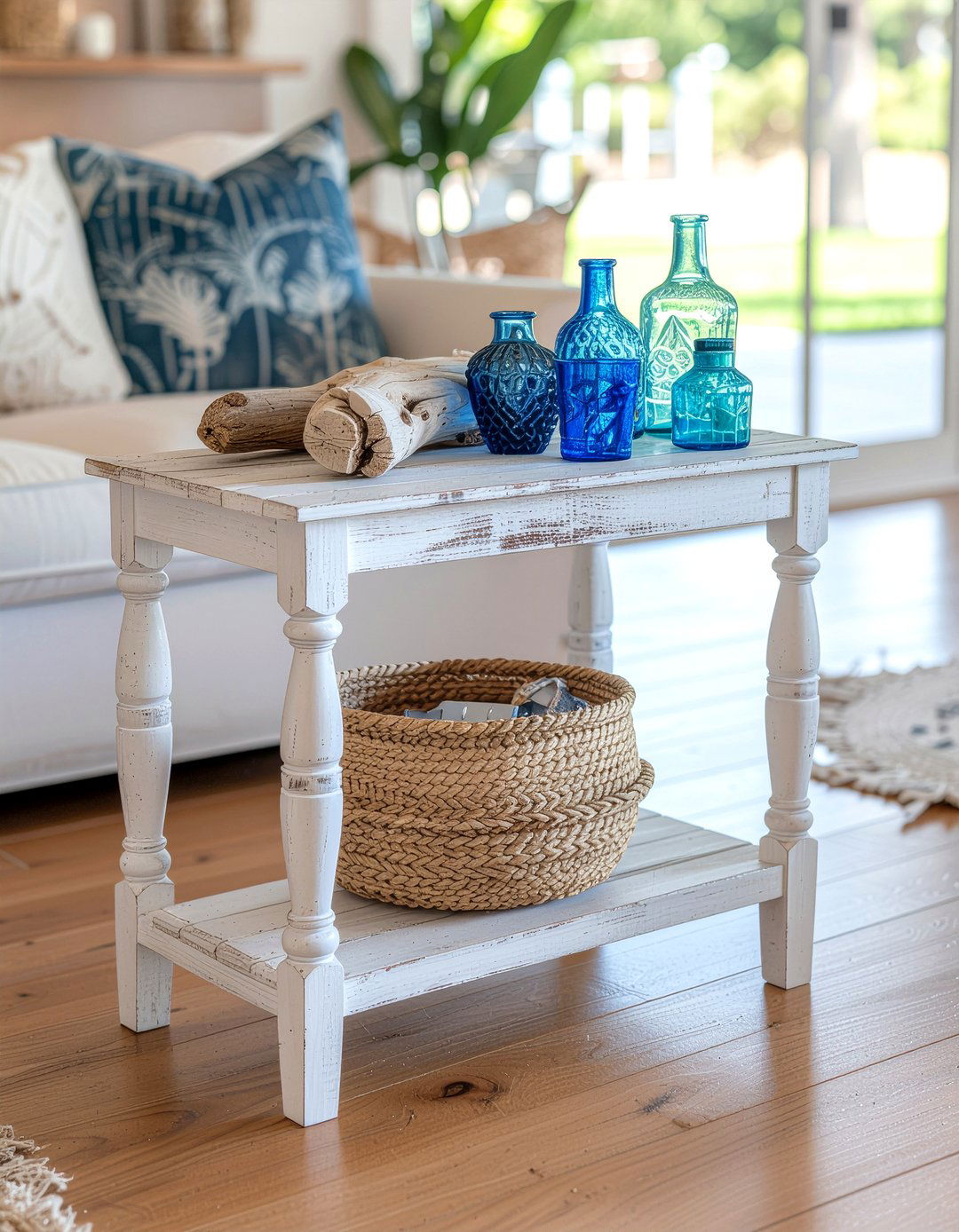 Coastal Bar Cart - 30 living room bar cart ideas