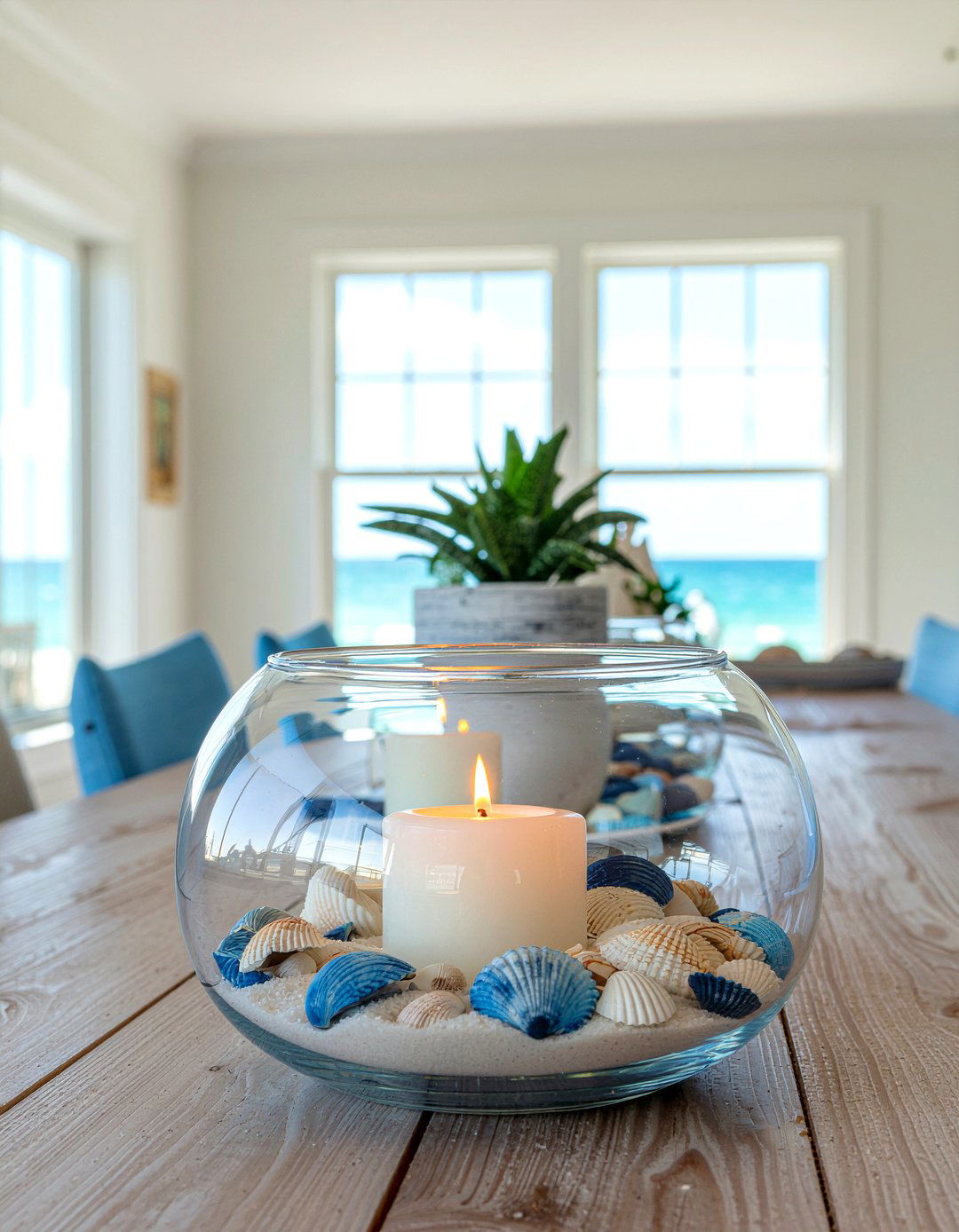 Coastal Beach House Candle Centerpiece - 30 candlelit dining room ideas