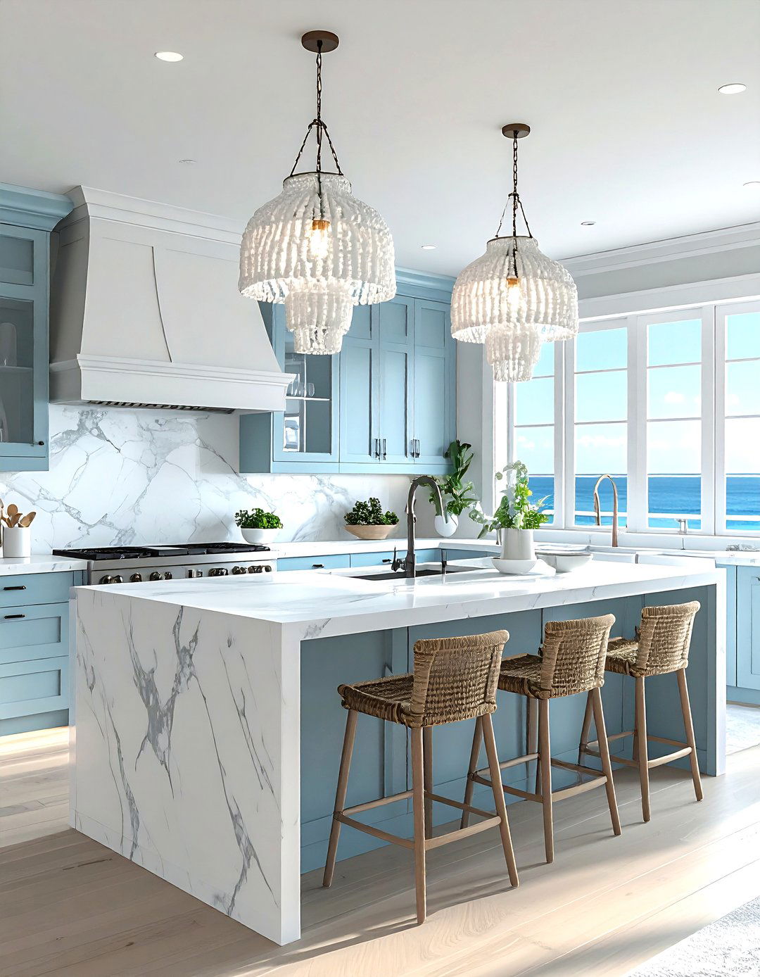 Coastal Beaded Pendant - 30 pendant light kitchen island ideas