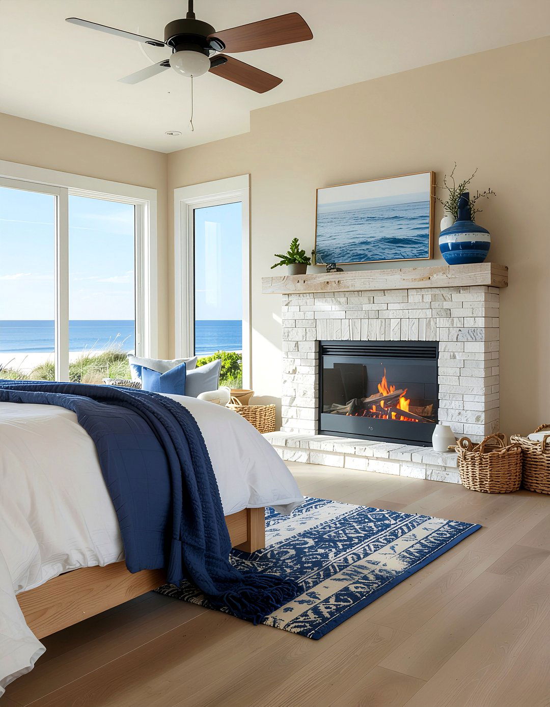 Coastal Bedroom Electric Fireplace - 30 bedroom electric fireplace ideas