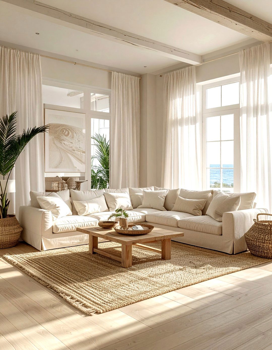 Coastal Beige Living Room - 30 minimalist beige living room ideas