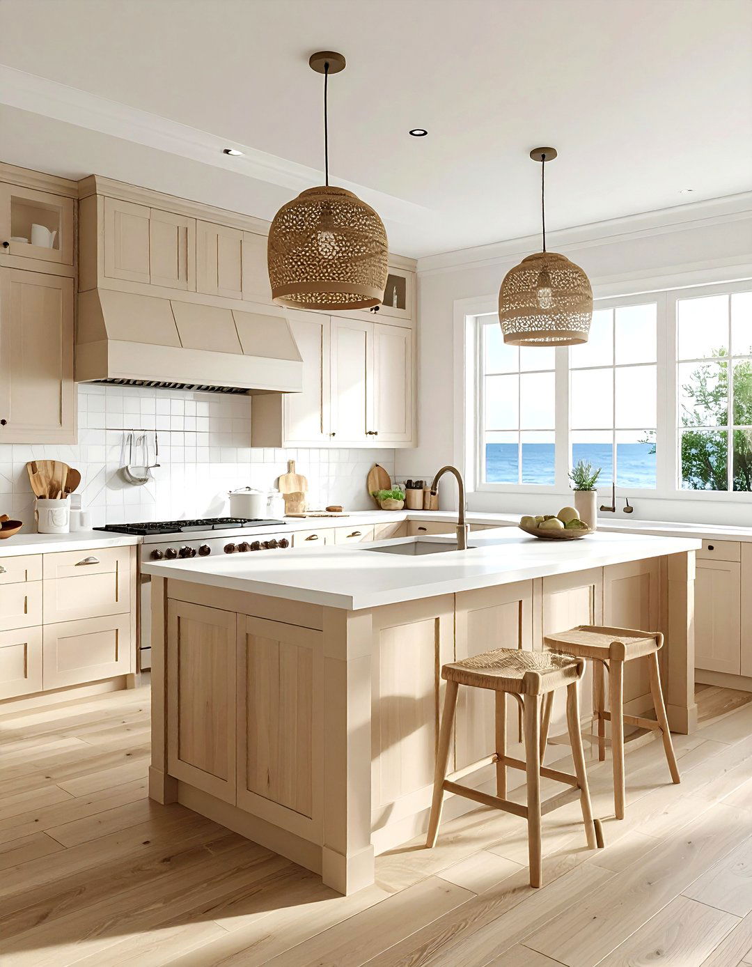 Coastal Beige and White Kitchen - 30 beige and white kitchen ideas