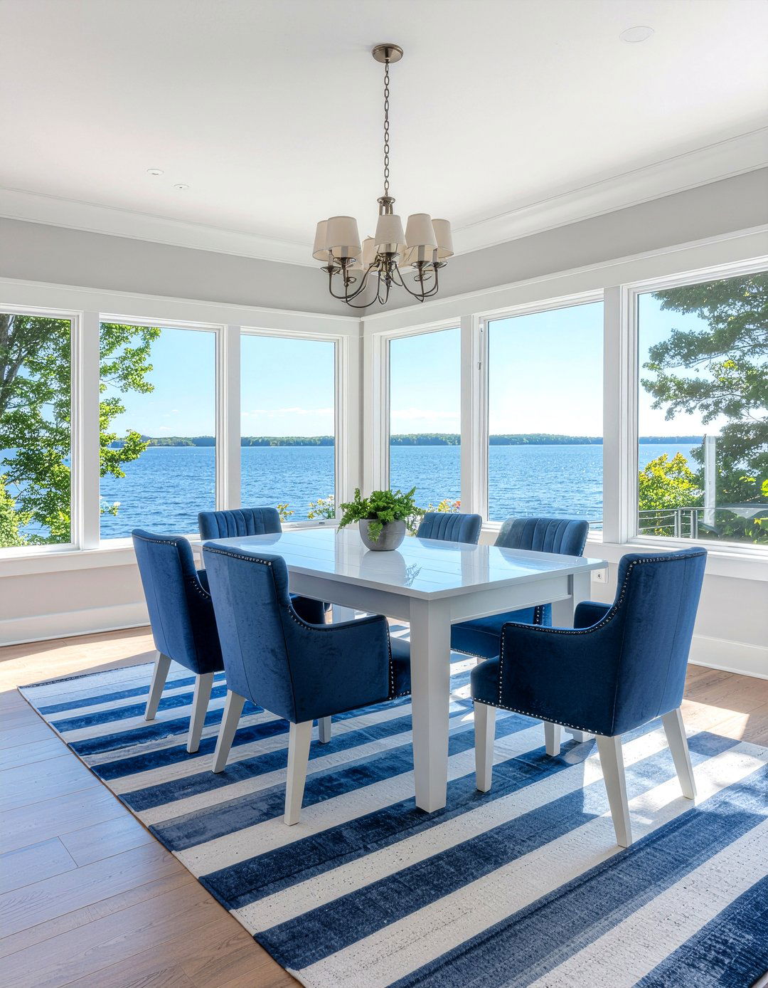 Coastal Blue And White Dining Room - 30 lakeside dining room ideas