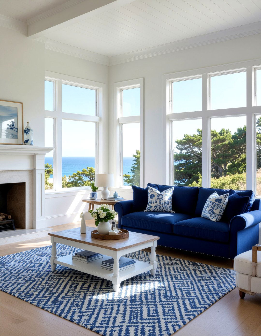 Coastal Blue And White Palette - 30 nantucket living room ideas
