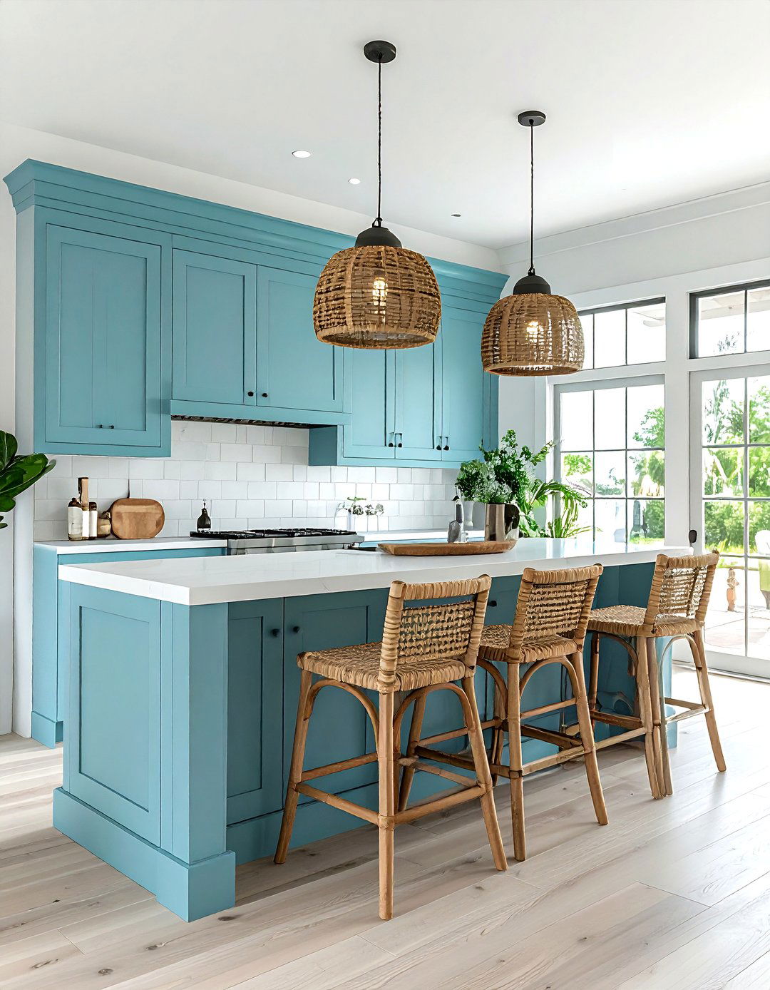 Coastal Blue Bar Cabinetry - 30 dining room built-in bar ideas