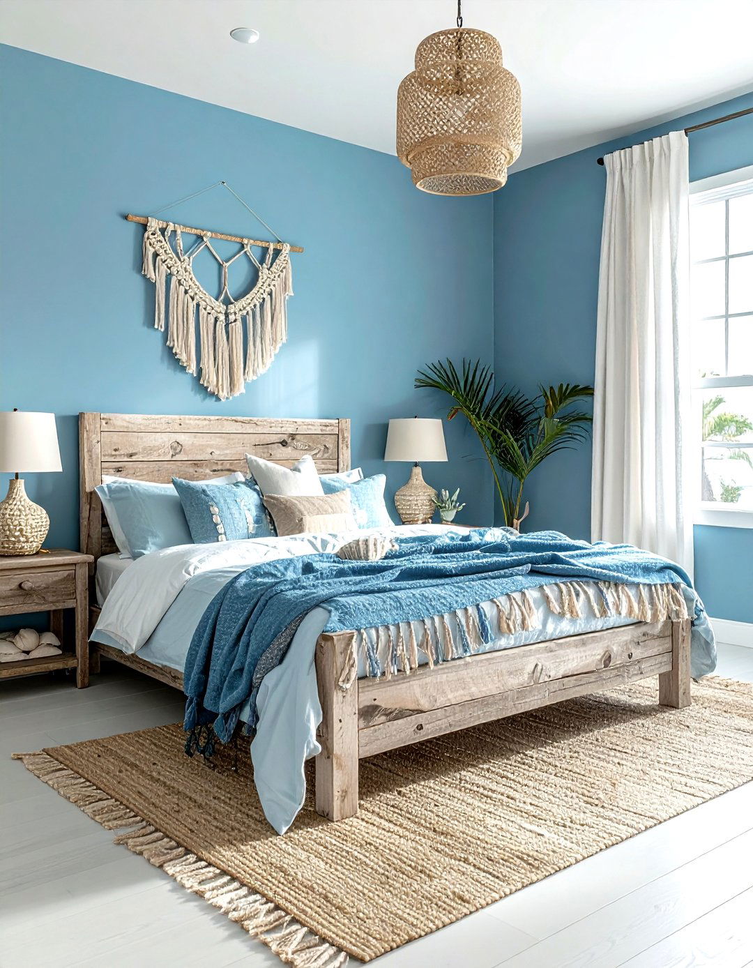 Coastal Blue Boho Bedroom - 30 bohemian blue bedroom ideas