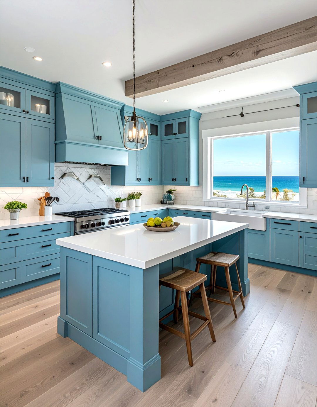 Coastal Blue Cabinetry - 30 tropical kitchen ideas