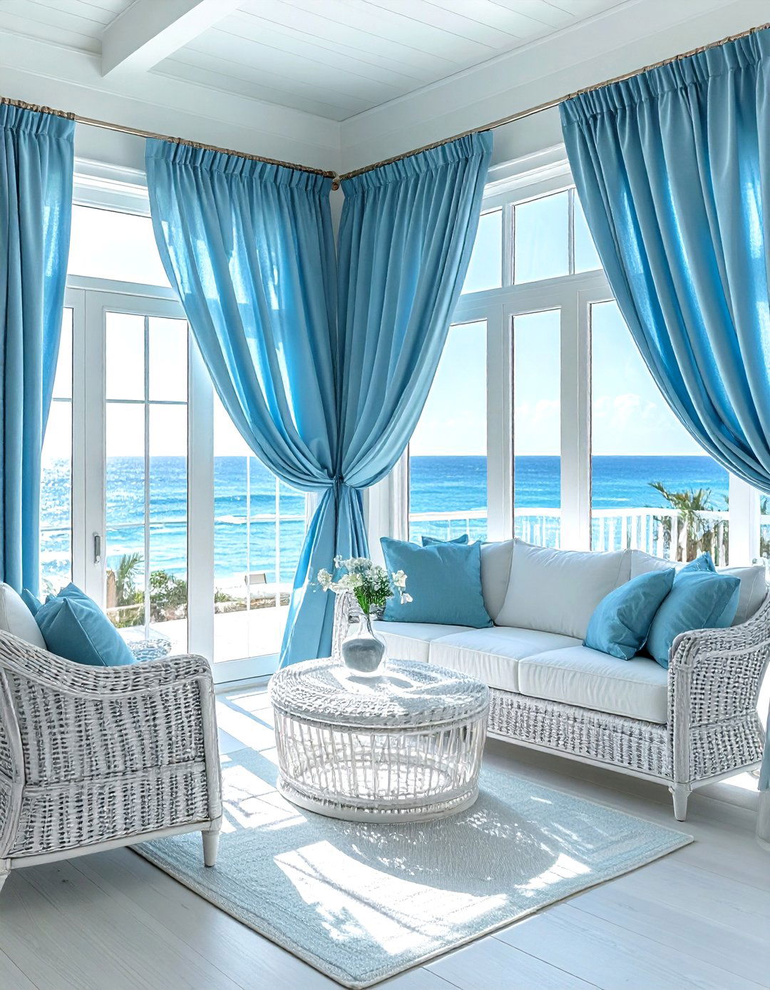 Coastal Blue Curtains - 30 curtain ideas