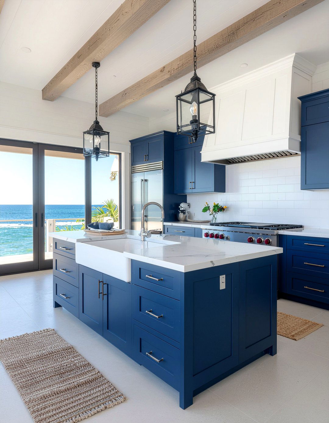 Coastal Blue Pool House Kitchen - 30 pool house kitchen ideas