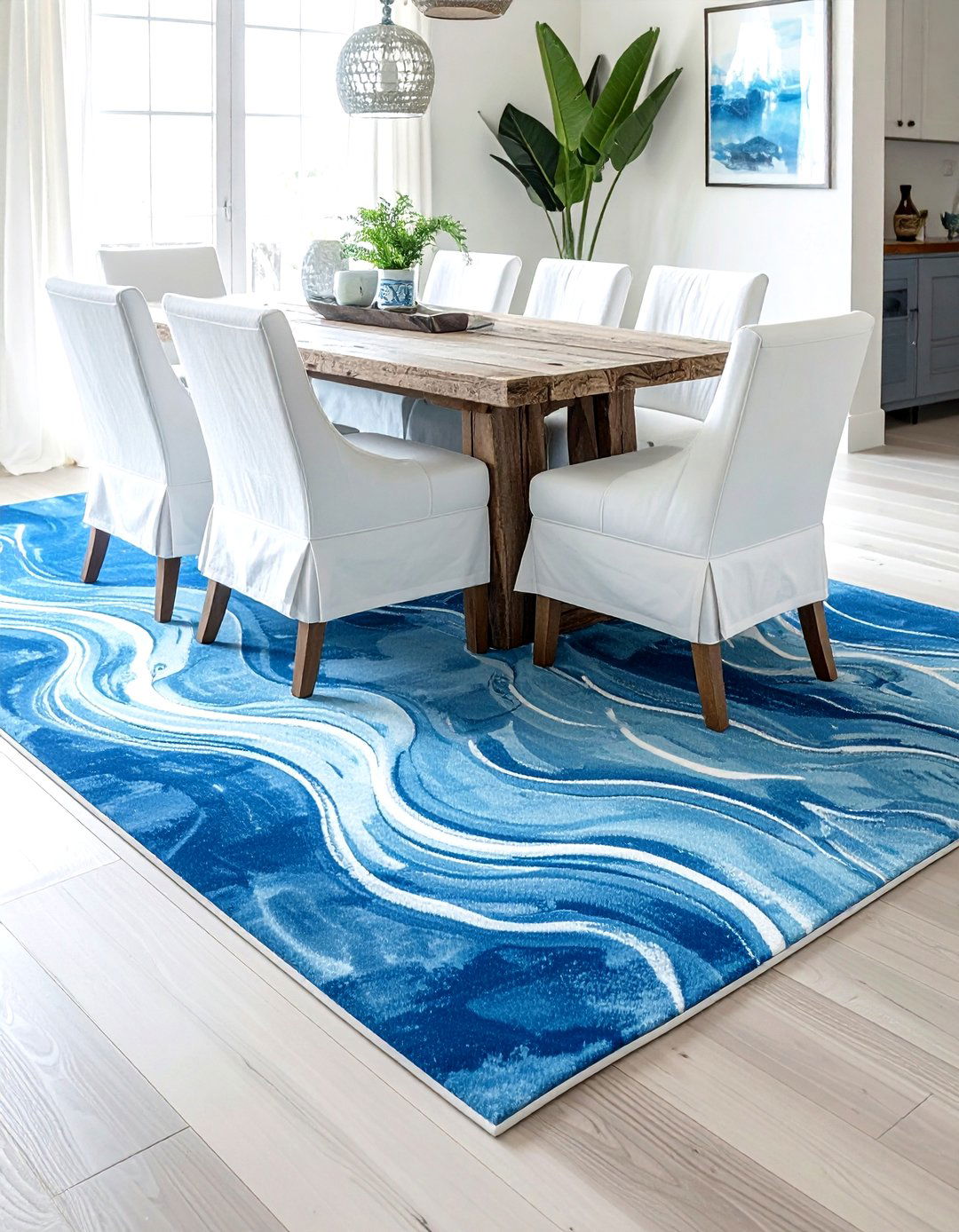 Coastal Blue Rug - 30 indoor outdoor rug dining room ideas
