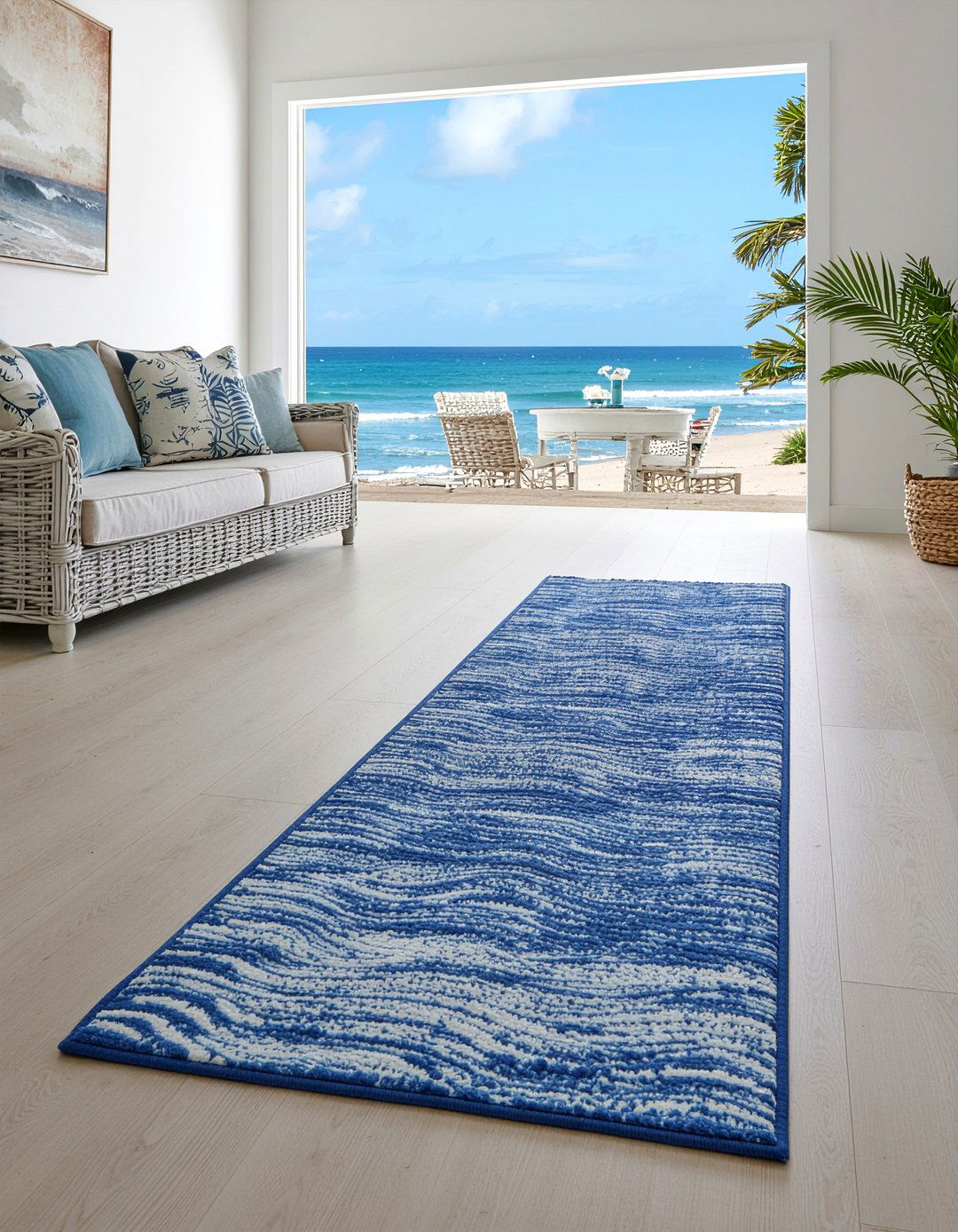 Coastal Blue Runner - 30 living room runner rugs