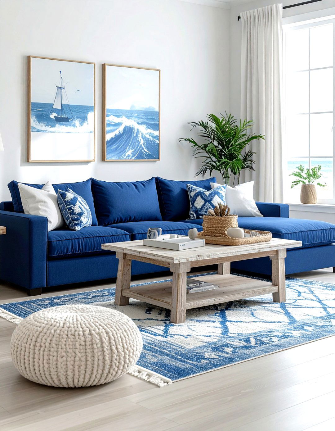 Coastal Blue Sectional - 30 living room beach furniture ideas