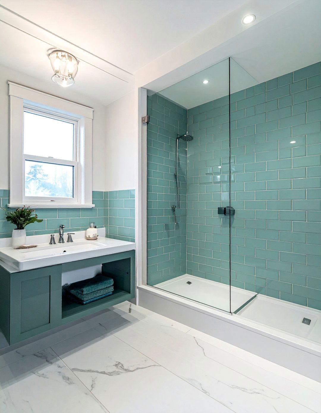 Coastal Blue Tile - 30 bathroom renovation ideas