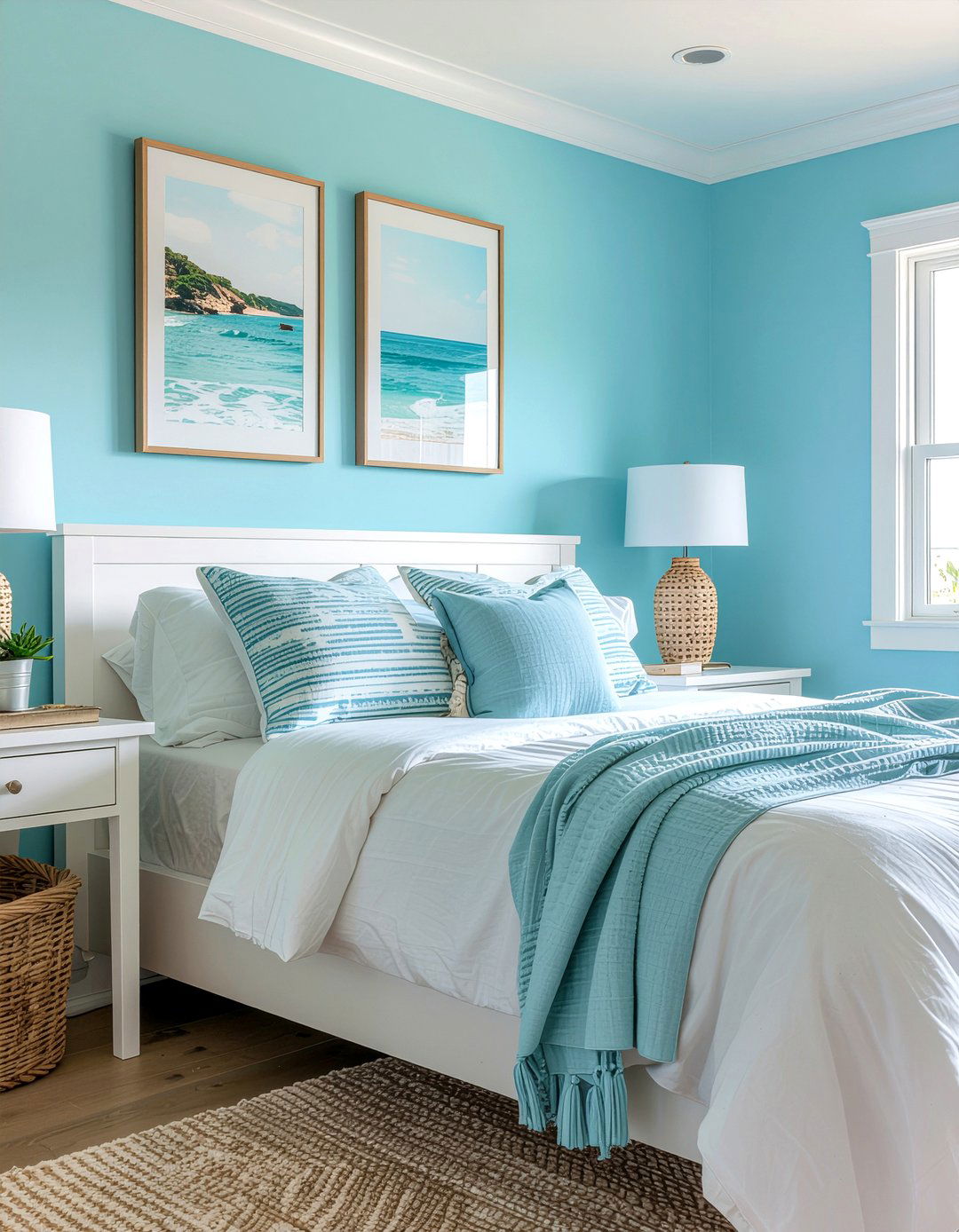 Coastal Blue Walls - 30 Hawaiian bedroom ideas