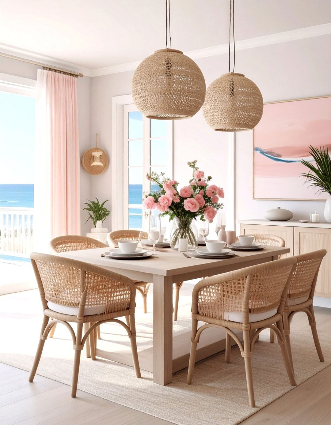 Coastal Blush Dining Room - 30 blush dining room ideas