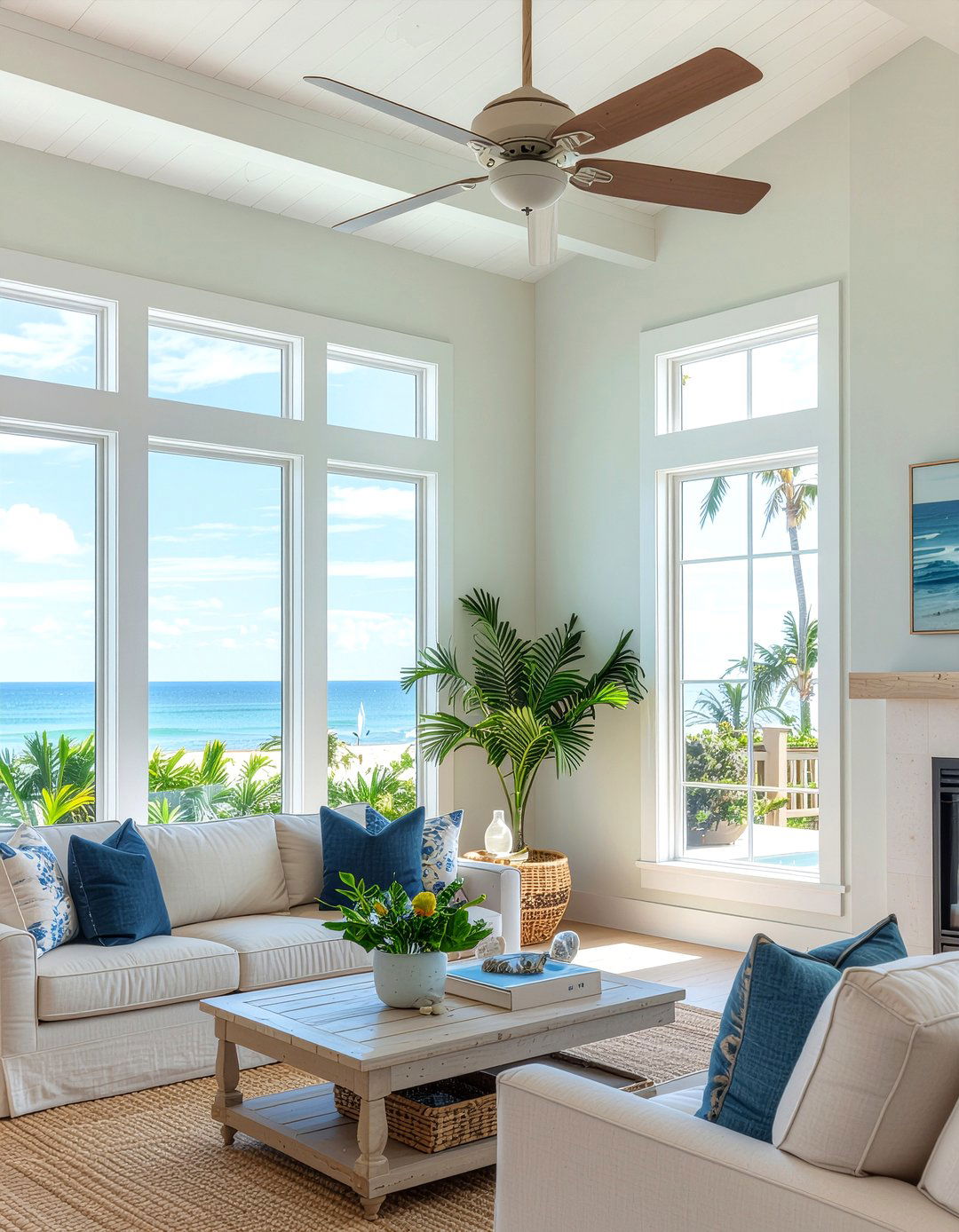 Coastal Ceiling Fan - 30 coastal living room ideas