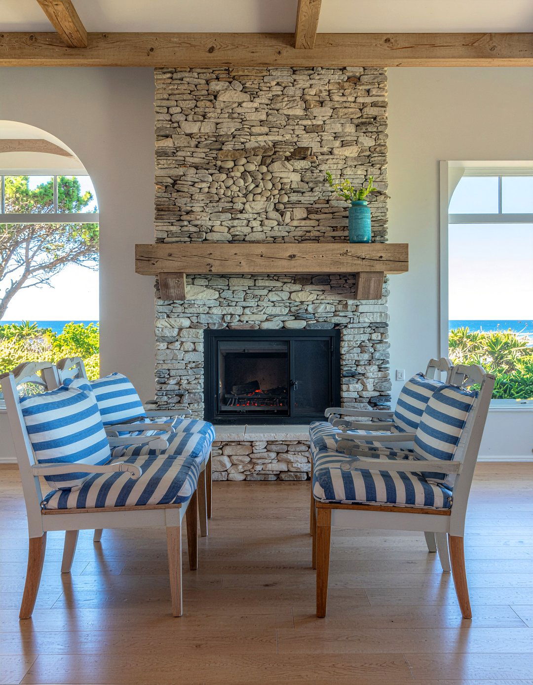 Coastal Dining Room Fireplace - 30 firelit dining room ideas