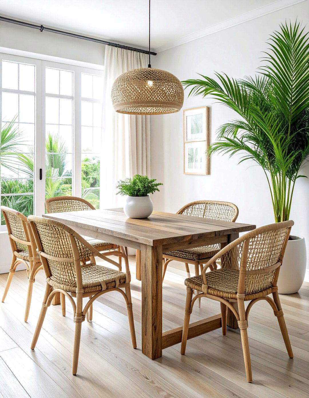 Coastal Dining Room Greenery - 30 dining room palm ideas
