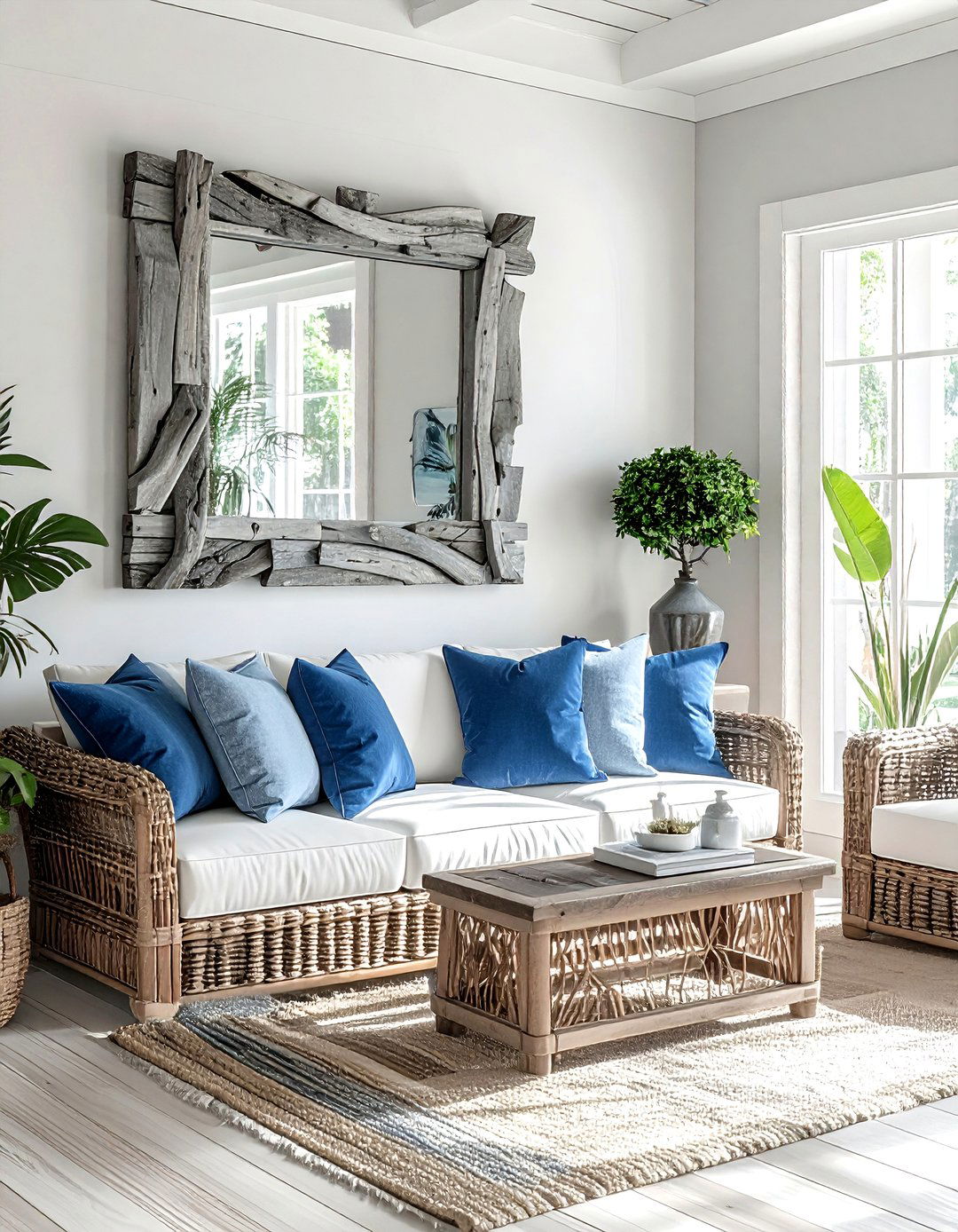 Coastal Driftwood Wall Mirror - 30 mirror wall decor ideas