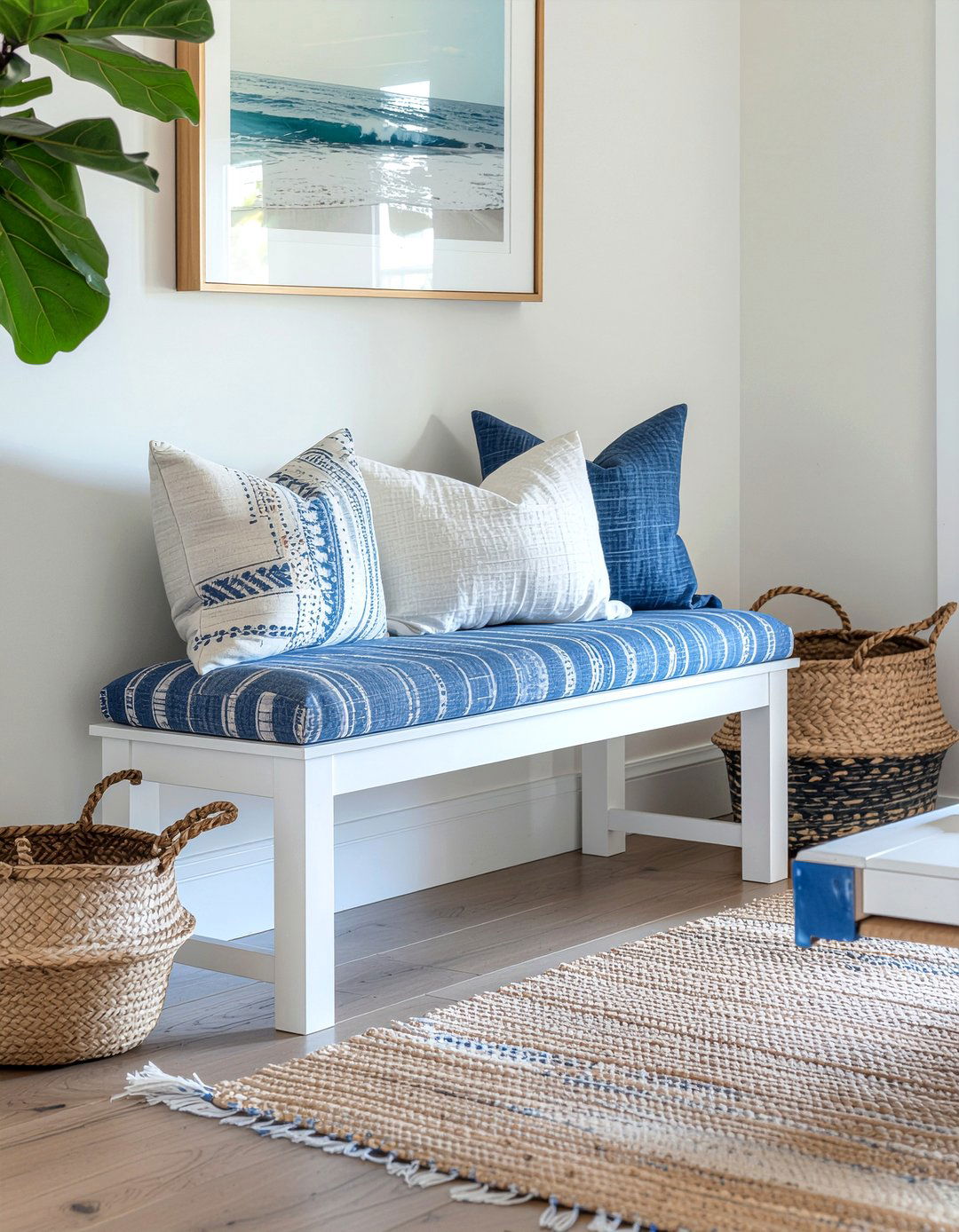 Coastal Entry Bench - 30 nantucket living room ideas
