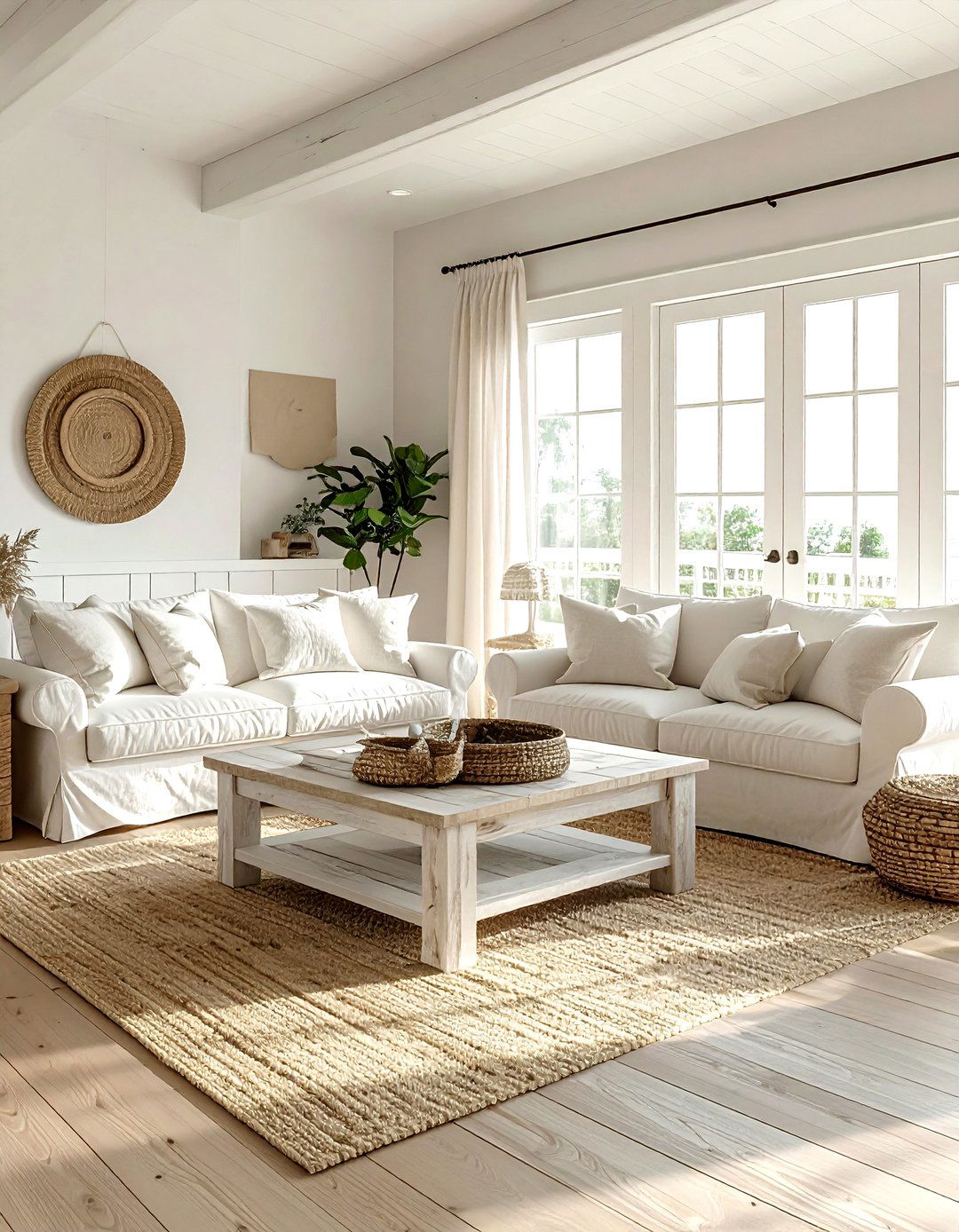 Coastal Farmhouse Living Room - 30 farmhouse beige living room ideas